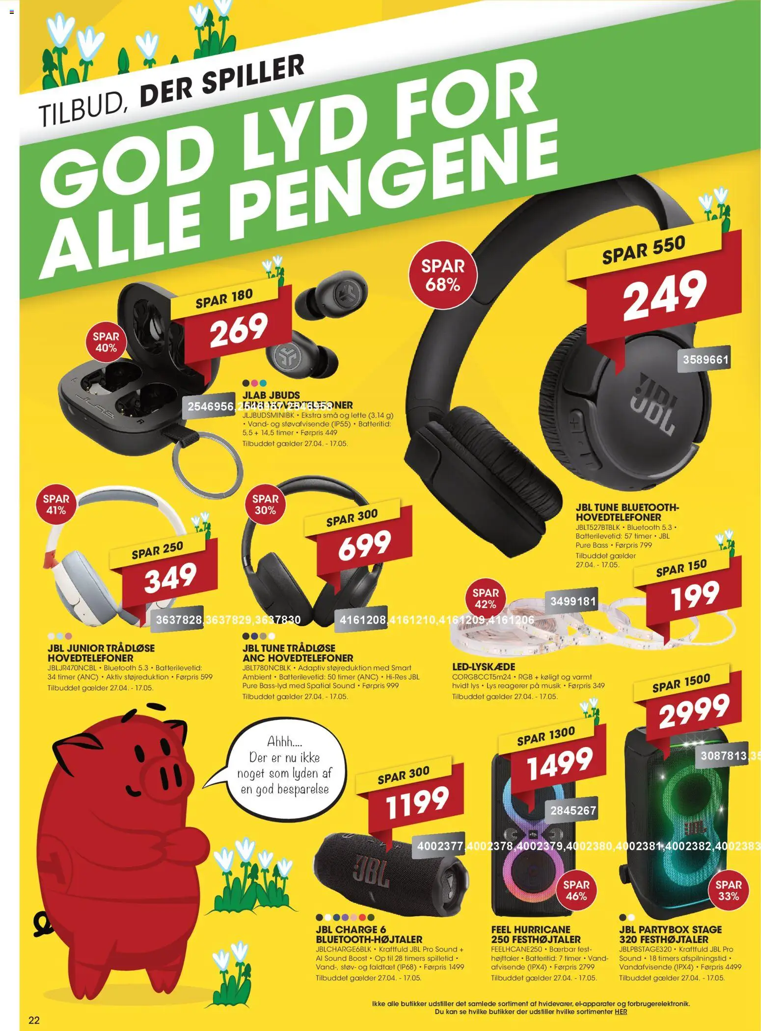 Punkt1 tilbudsavis – gyldig fra 27.04.2026 | Side: 22 | Produkter: Lyd, Hovedtelefoner, Søm, Højttaler