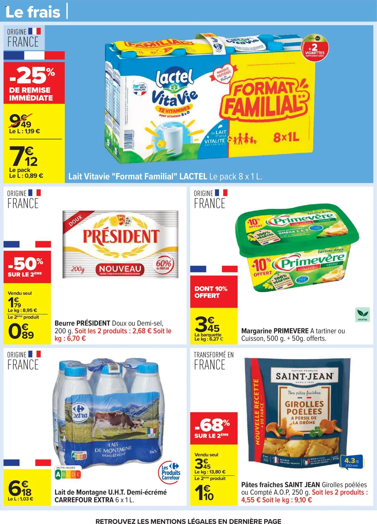 {H1} | Page: 31 | Produits: Pâtes fraîches, Lait, Beurre, Pâtes