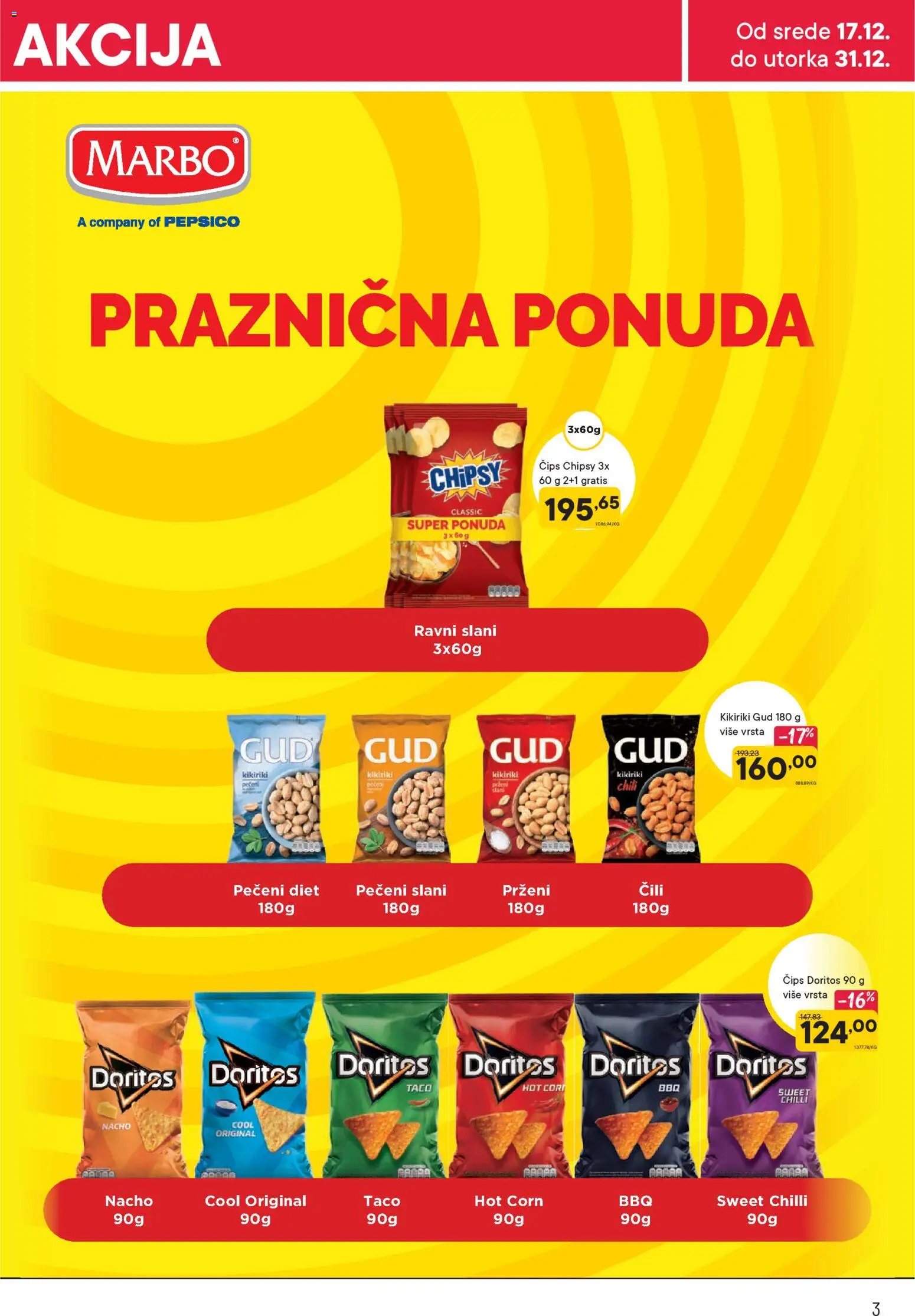 PerSu katalog - važi od 17.12.2025 | Strana: 3 | Proizvode: Čips, Kikiriki, Doritos