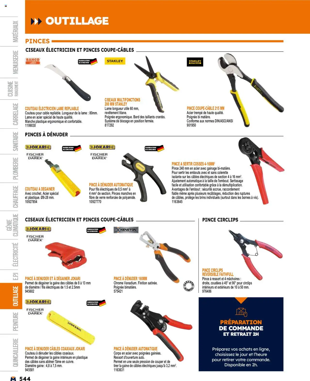  | Page: 544 | Produits: Couteau, Câble, Pinces, Poignées