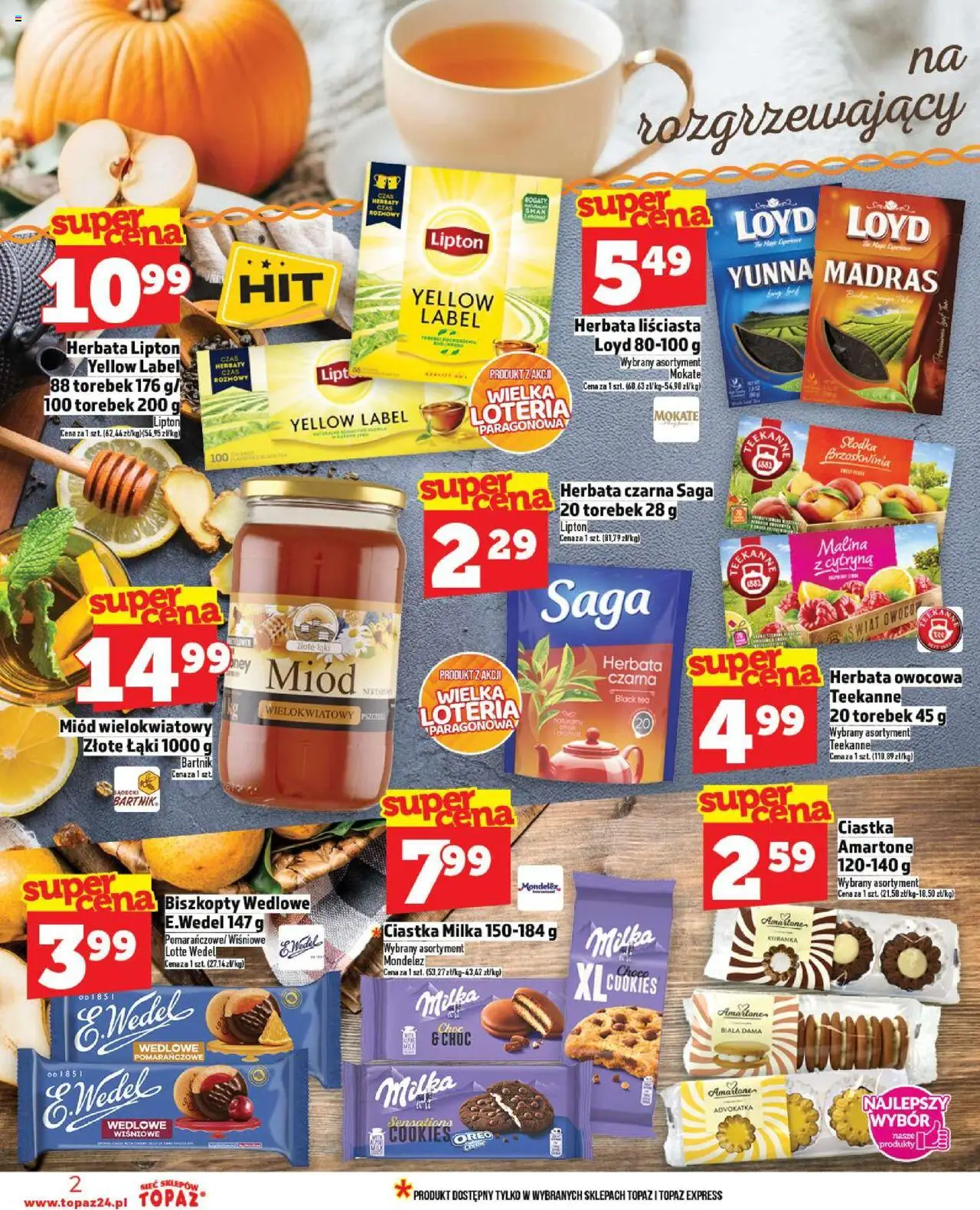 Topaz Gazetka od 09.10.2025 | Strona: 2 | Produkty: Malina, Miód, Herbata liściasta, Herbata