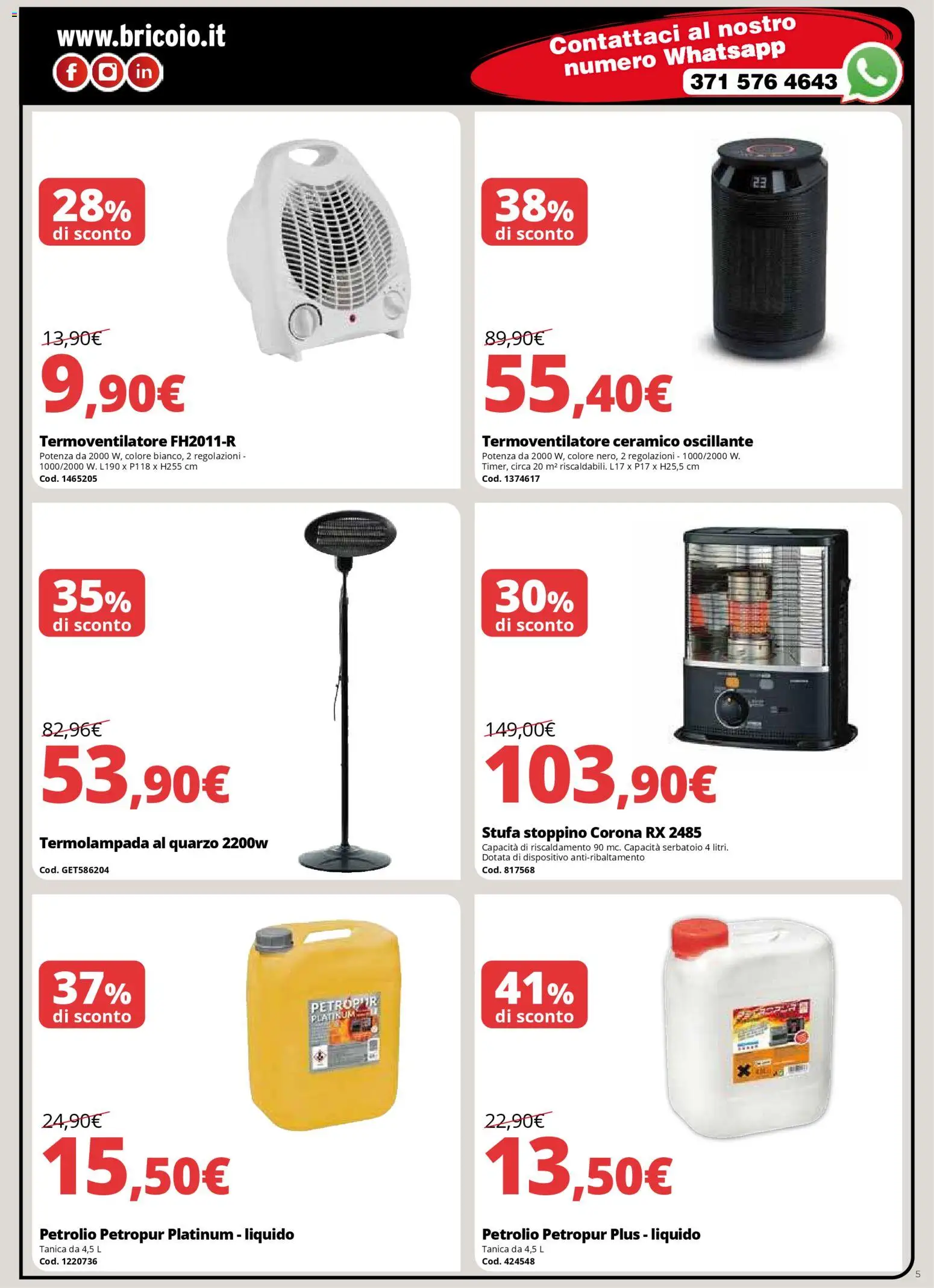 Volantino Brico io del 13.11.2025 | Pagina: 5 | Prodotti: Stufa, Tanica