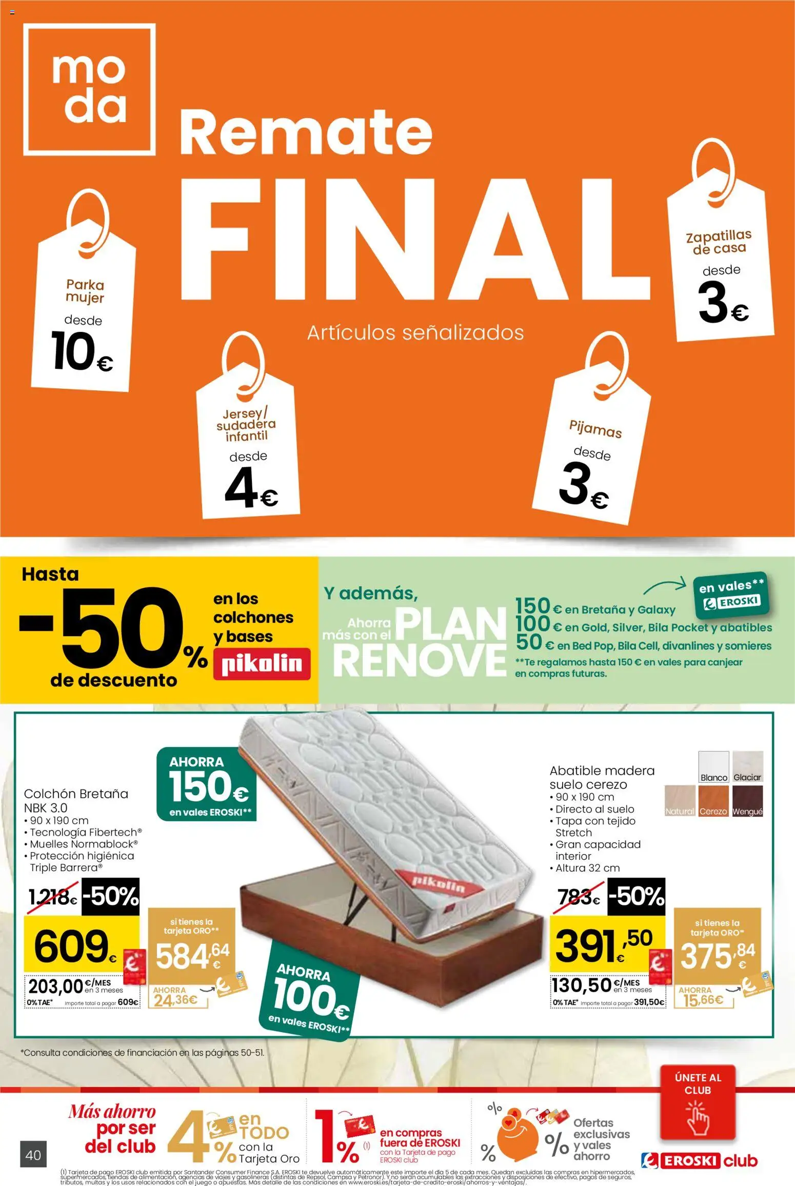 Eroski - Siempre a buen precio │ válido desde el 29.01.2026 | Página: 40 | Productos: Sudadera, Zapatillas, Té, Colchon