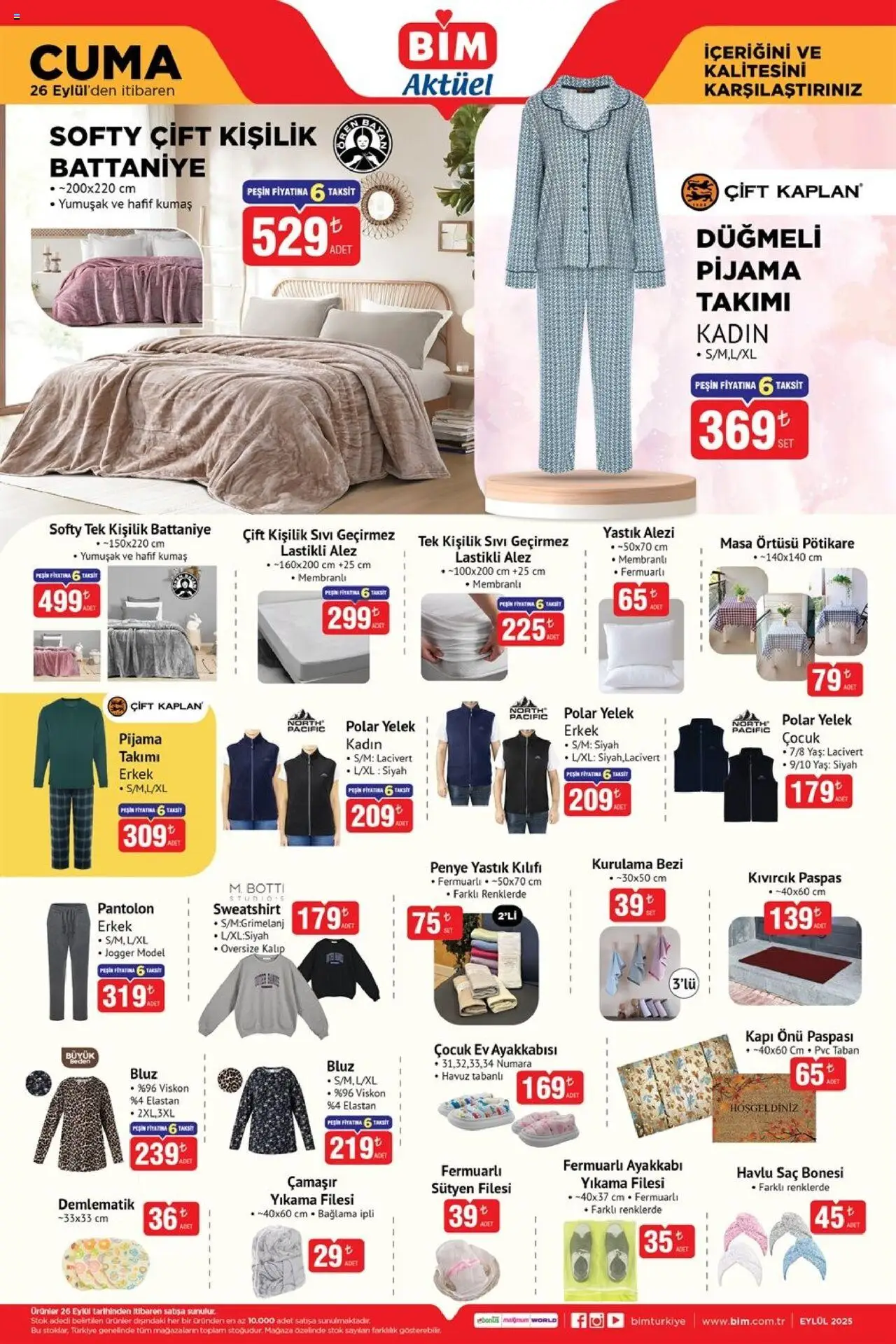 BİM - 26 Eylül Cuma, Aktüel - 26.09.2025 tarihinden itibaren geçerlidir | Sayfa: 5 | Ürünler: Paspas, Pantolon, Sütyen, Masa örtüsü