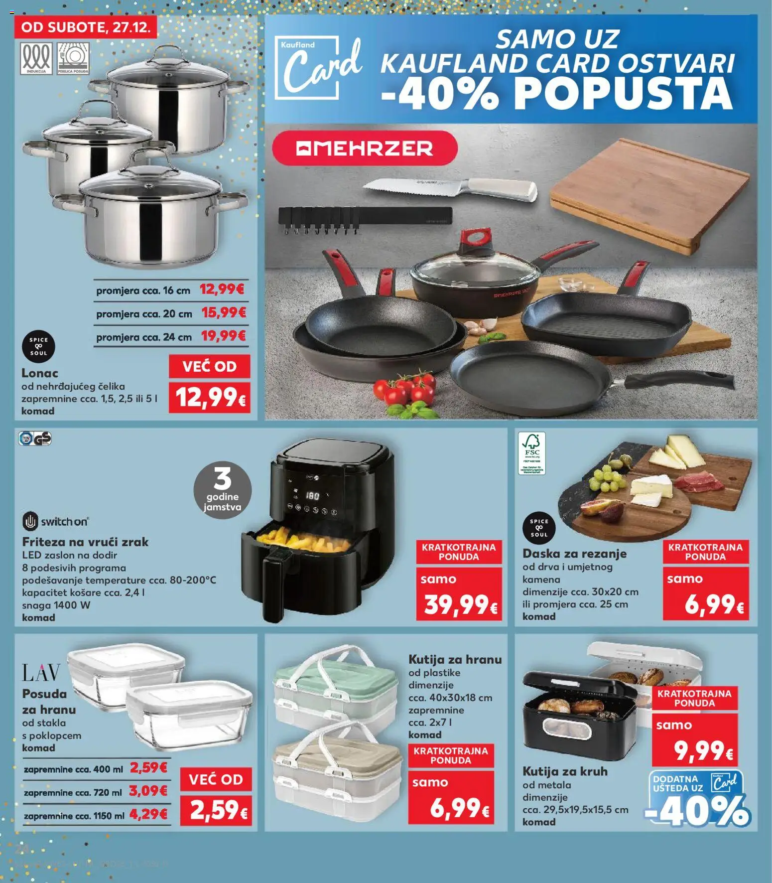 Kaufland katalog | vrijedi od 27.12.2025 | Stranica: 24 | Proizvodi: Pernica, Friteza, Kutija, Daska za rezanje