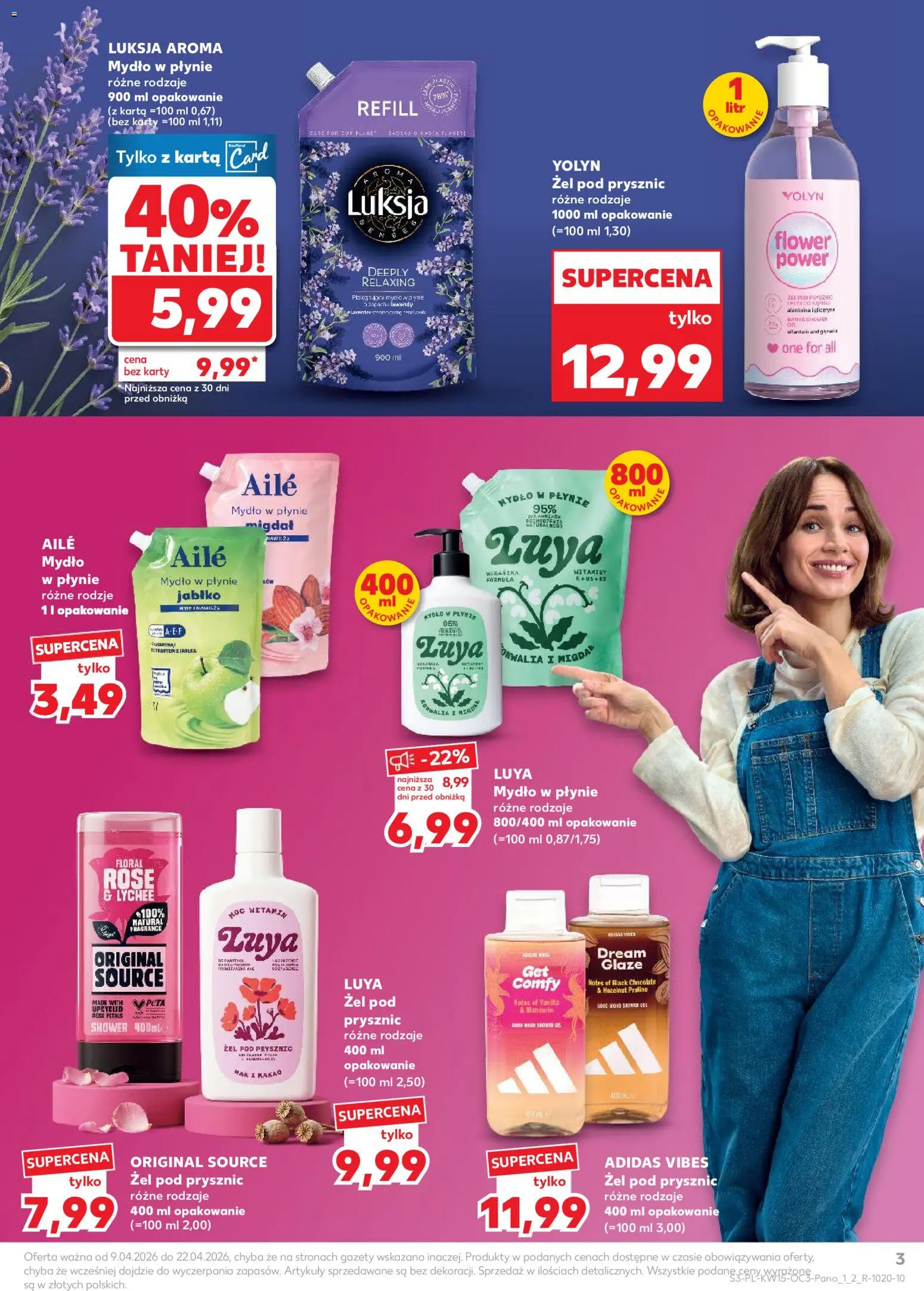 Kaufland Polsko leták - Drogerię od 09.04.2026 | Strana: 3 | Produkty: Mýdlo, Karty, Kakao