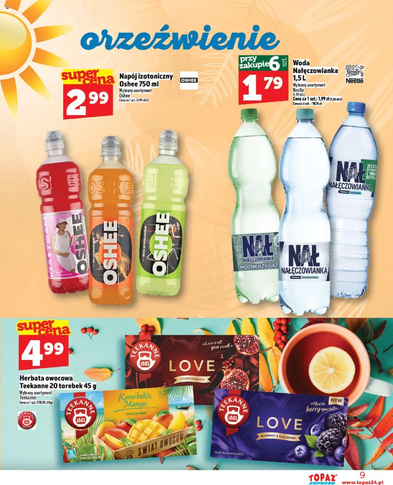 Topaz Gazetka - Express od 14.08.2025 | Strona: 9 | Produkty: Mango, Herbata, Woda