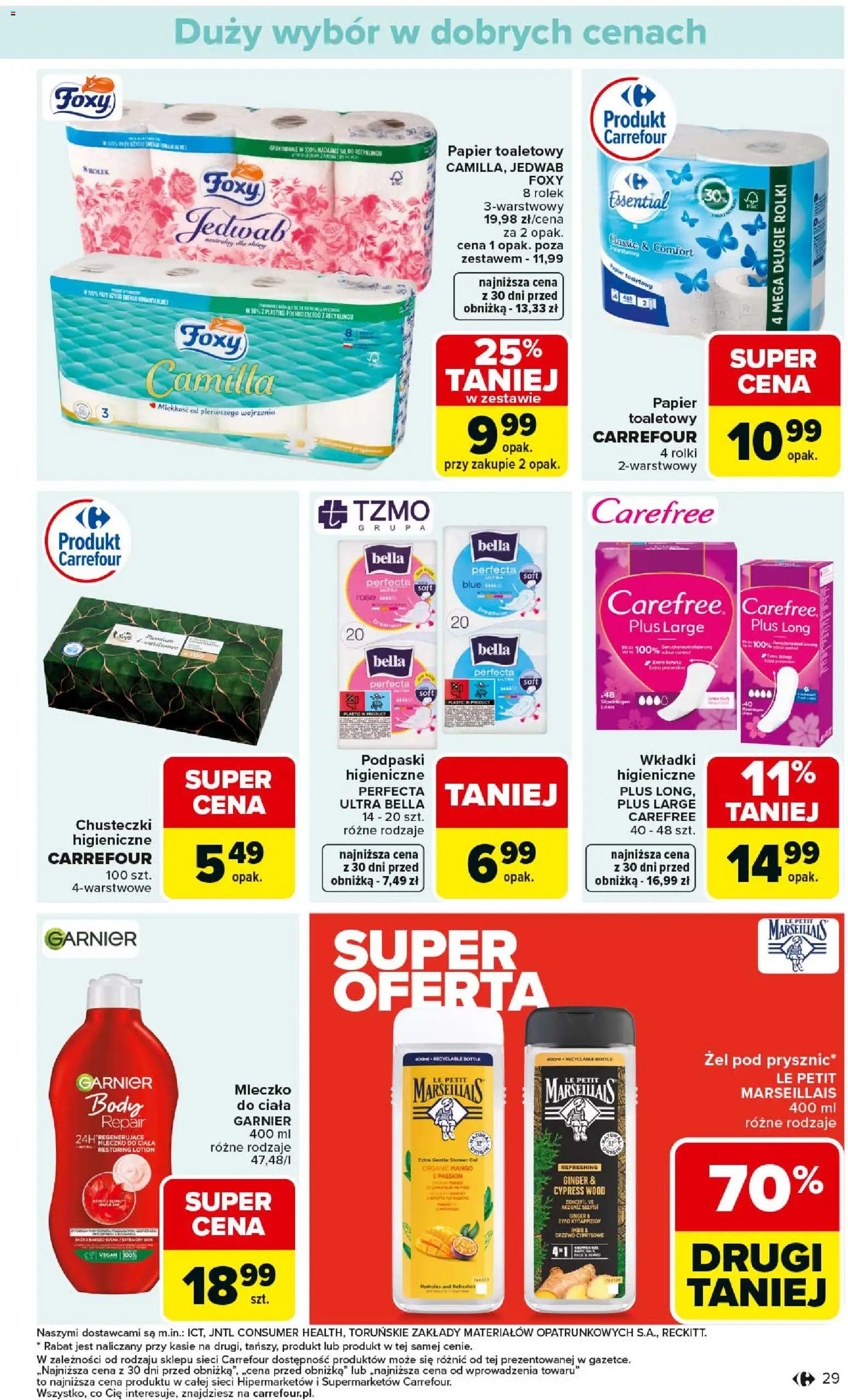 Carrefour Gazetka od 23.02.2026 | Strona: 31 | Produkty: Papier toaletowy, Rolki, Podpaski, Mleczko do ciała