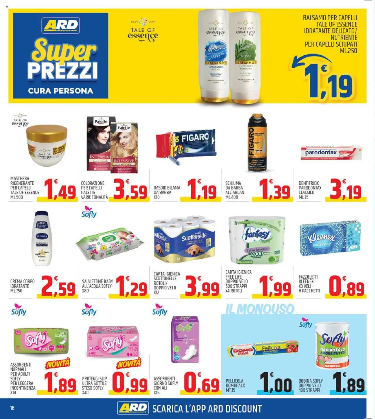 Volantino ARD Discount del 11.09.2025 | Pagina: 16 | Prodotti: Rasoio, Carta igienica, Slip, Latte