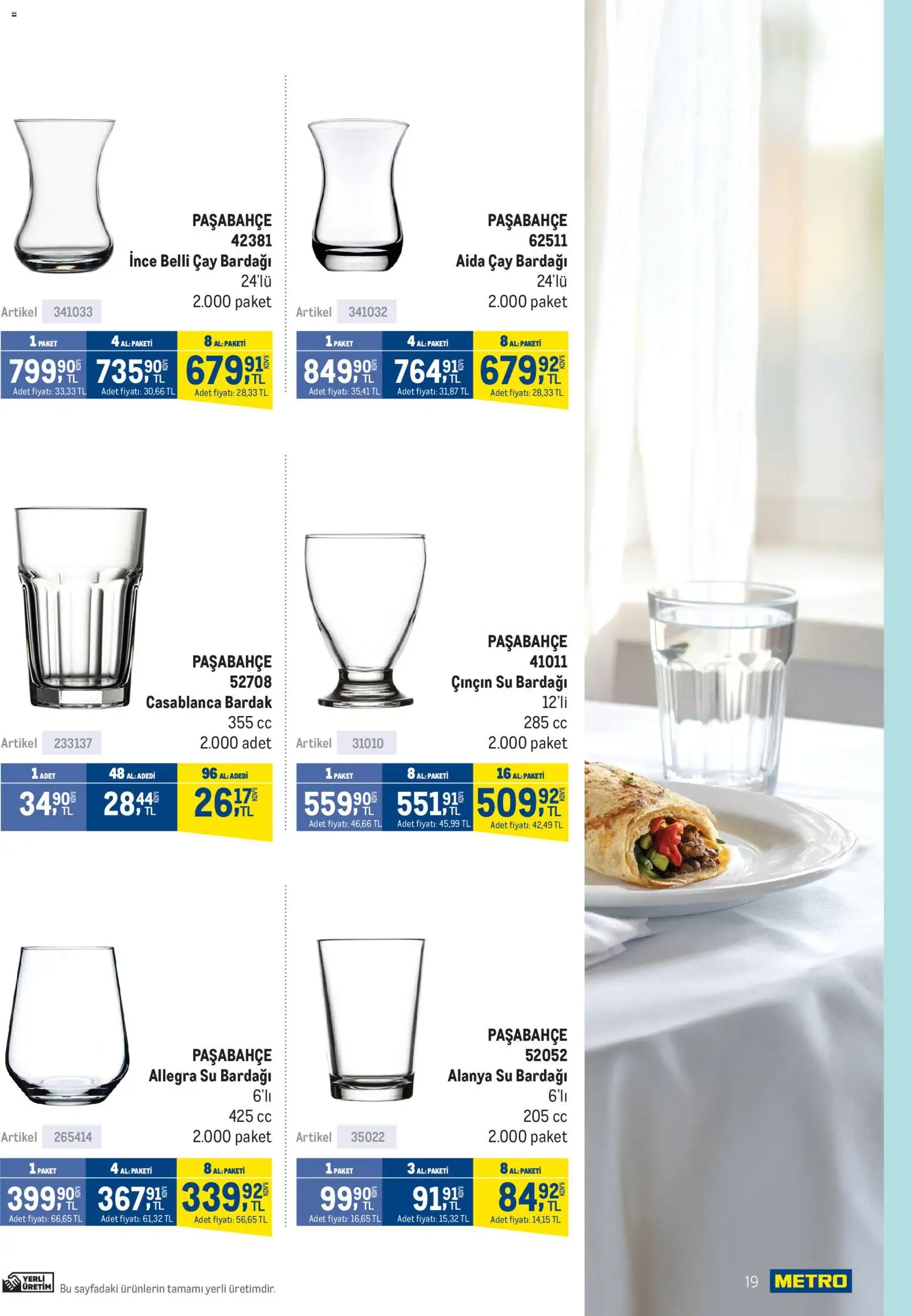 Metro - Lokantalar - 19.11.2025 tarihinden itibaren geçerlidir | Sayfa: 19 | Ürünler: Çay, Zselatin, Çay bardağı, Su bardağı