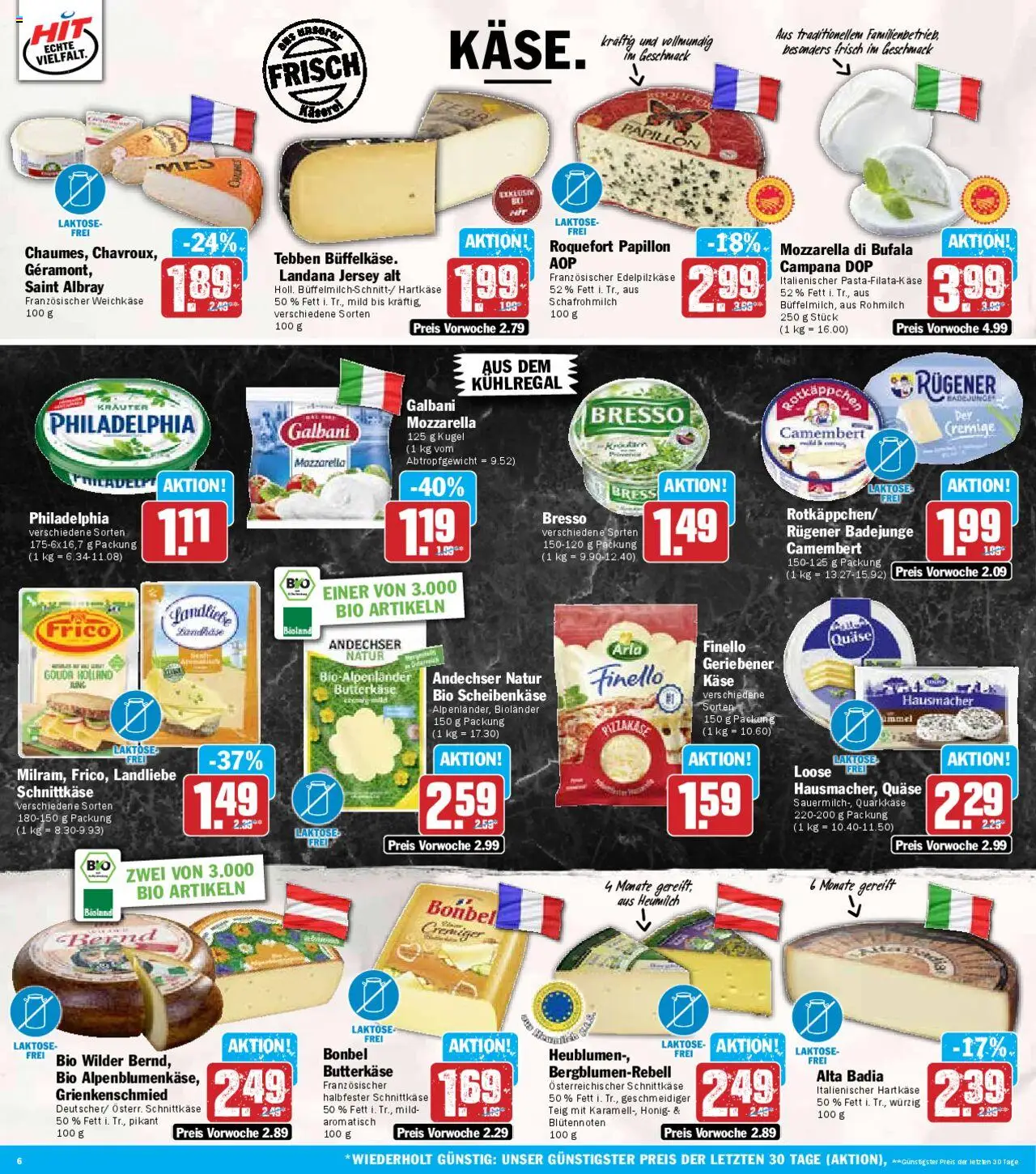HIT Prospekt 	 - gültig ab dem 21.07.2025 | Seite: 6 | Produkte: Käse, Philadelphia, Mozzarella, Rotkäppchen