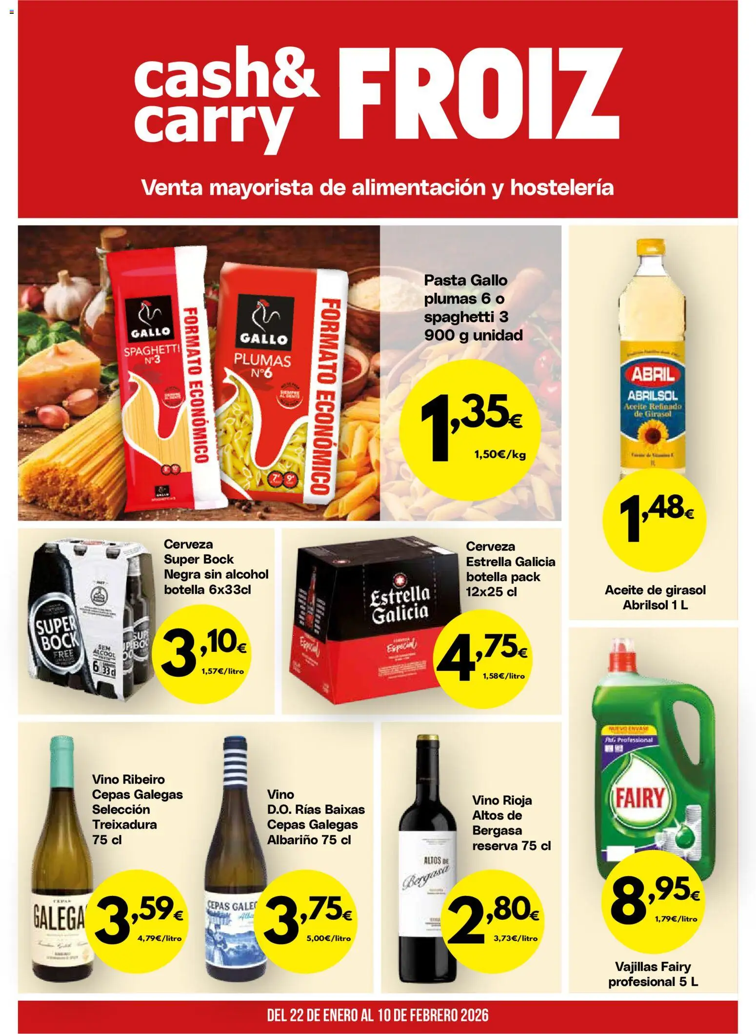 Froiz - Folleto Cash │ válido desde el 22.01.2026 | Página: 1 | Productos: Aceite, Vino, Cerveza, Pasta