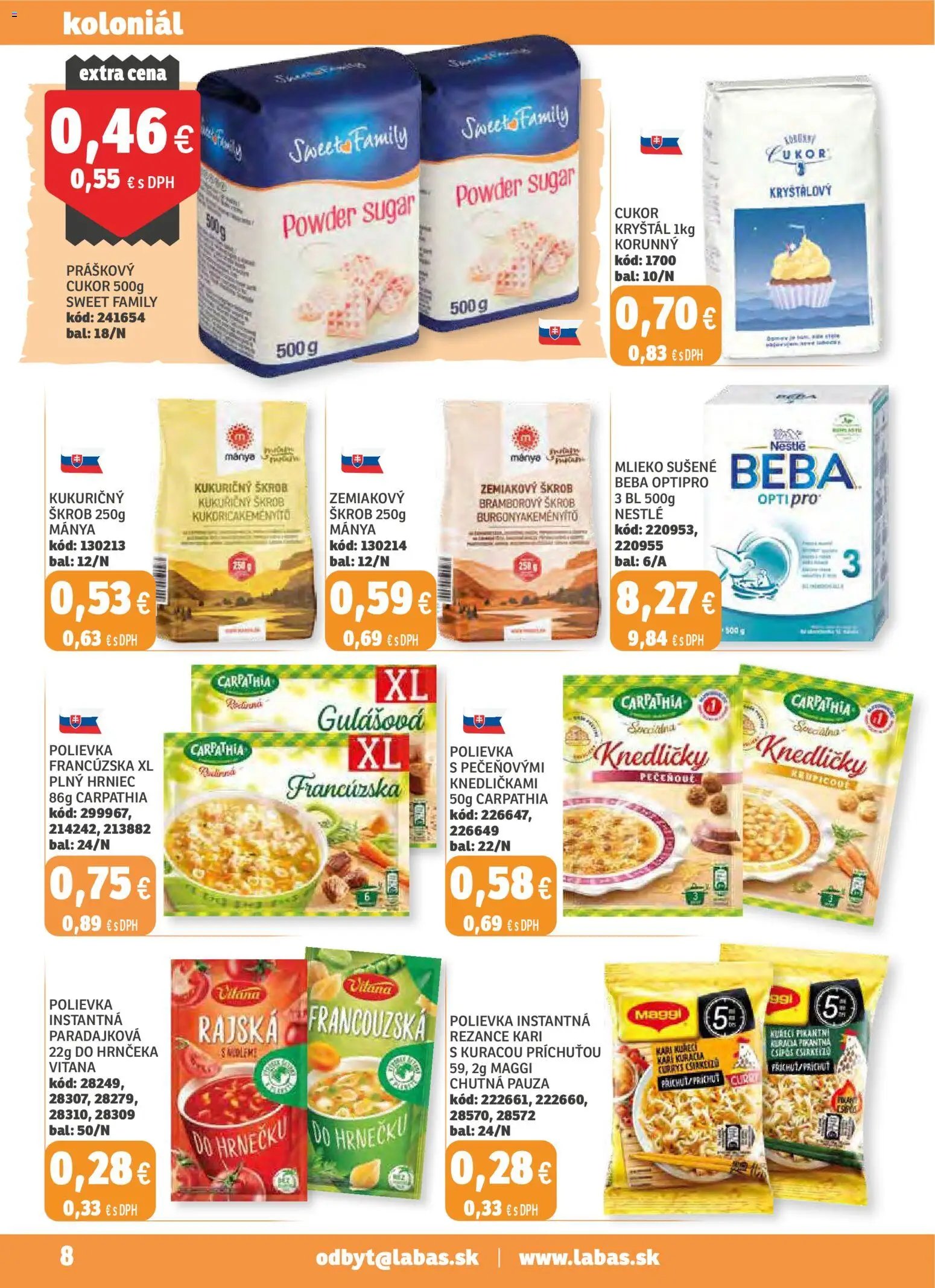Nové Labaš akcie – leták je platný od 31.10.2025 | Strana: 8 | Produkty: Vaňa, Cukor, Beba