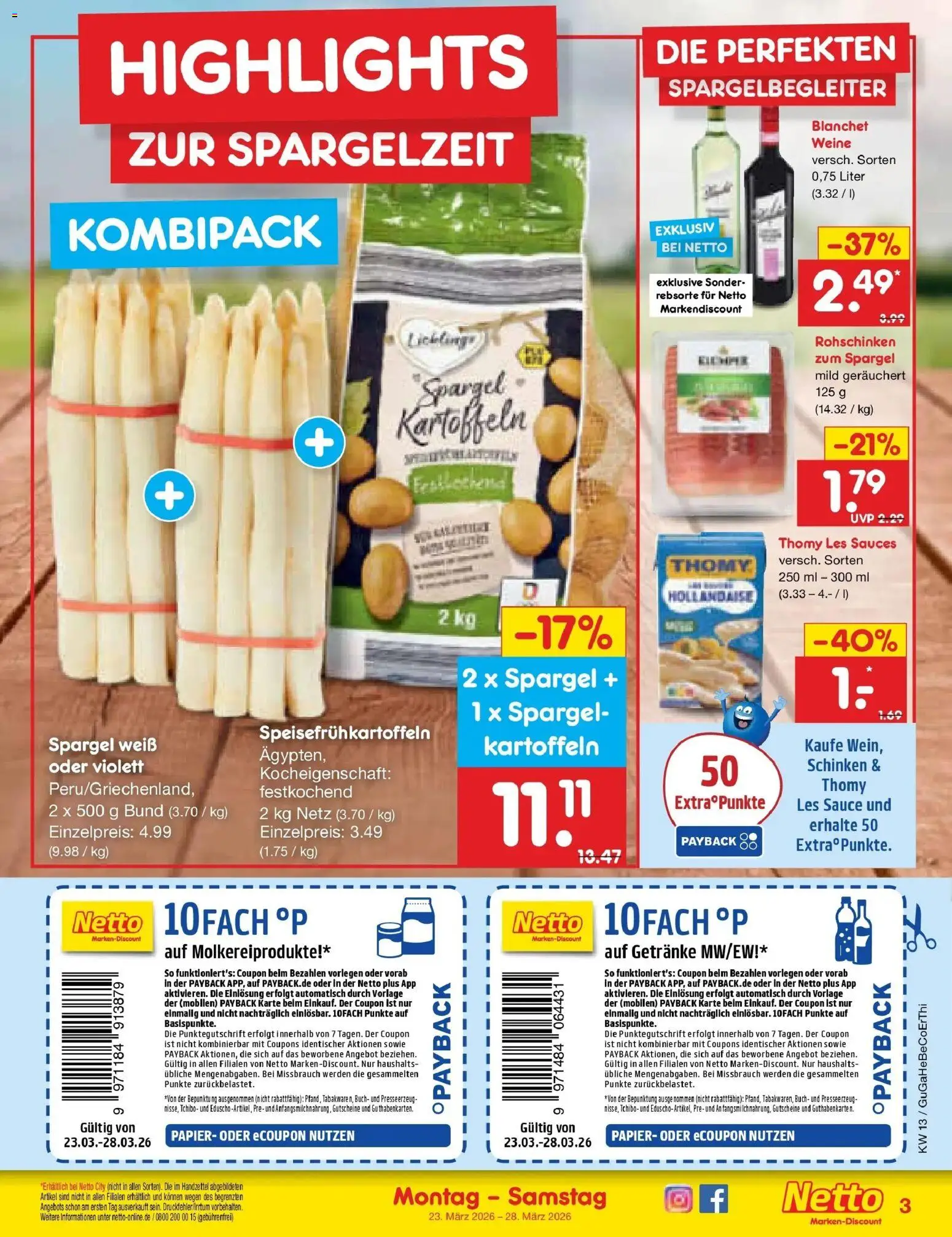 Netto Marken-Discount Prospekt Bremen-Lesum	 – gültig ab 23.03.2026 | Seite: 3 | Produkte: Thomy les sauces, Spargel, Kartoffeln, Schinken