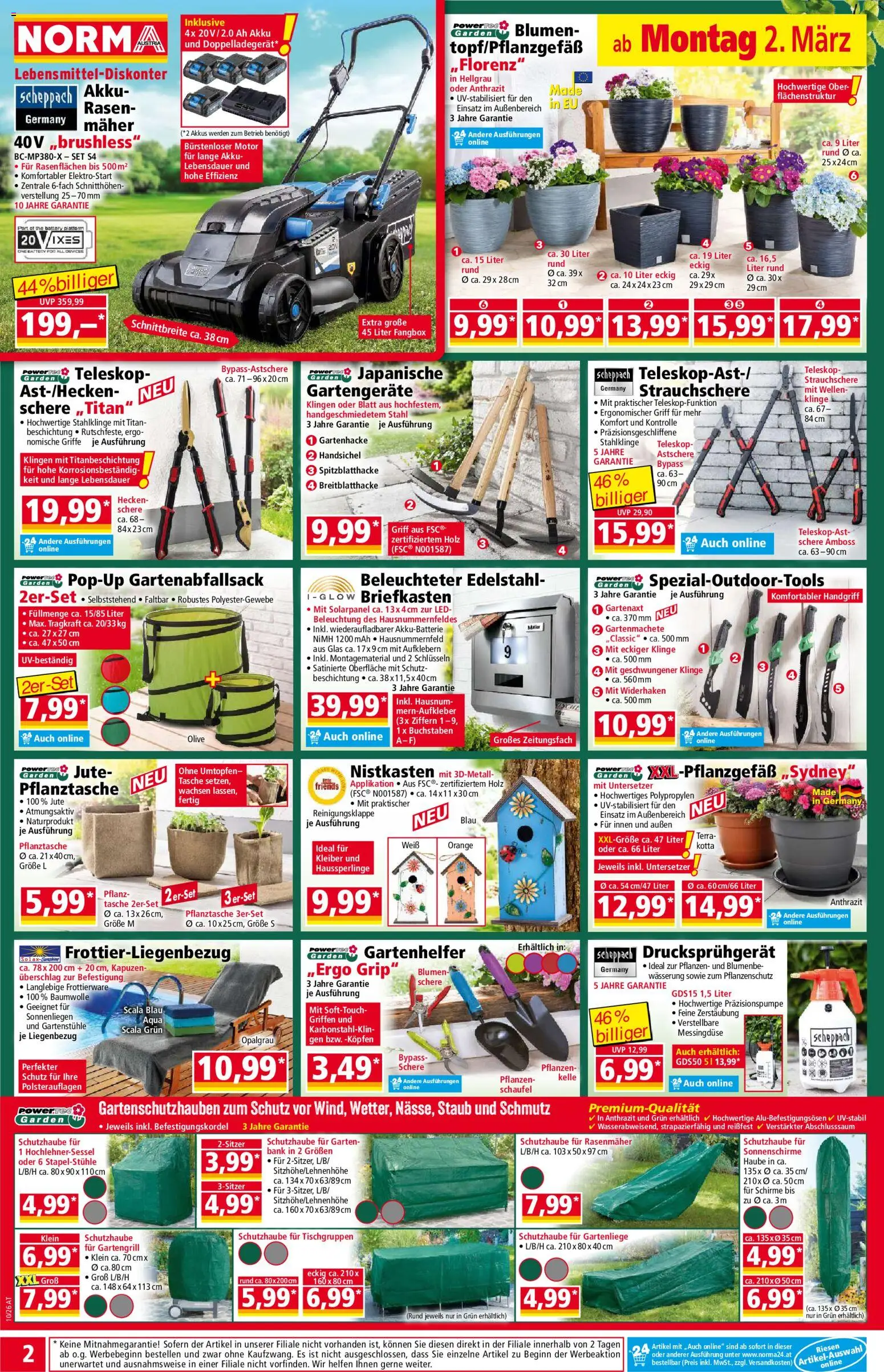 Norma Flugblatt gültig ab 02.03.2026 | Seite: 2 | Produkte: Tasche, Rasenmäher