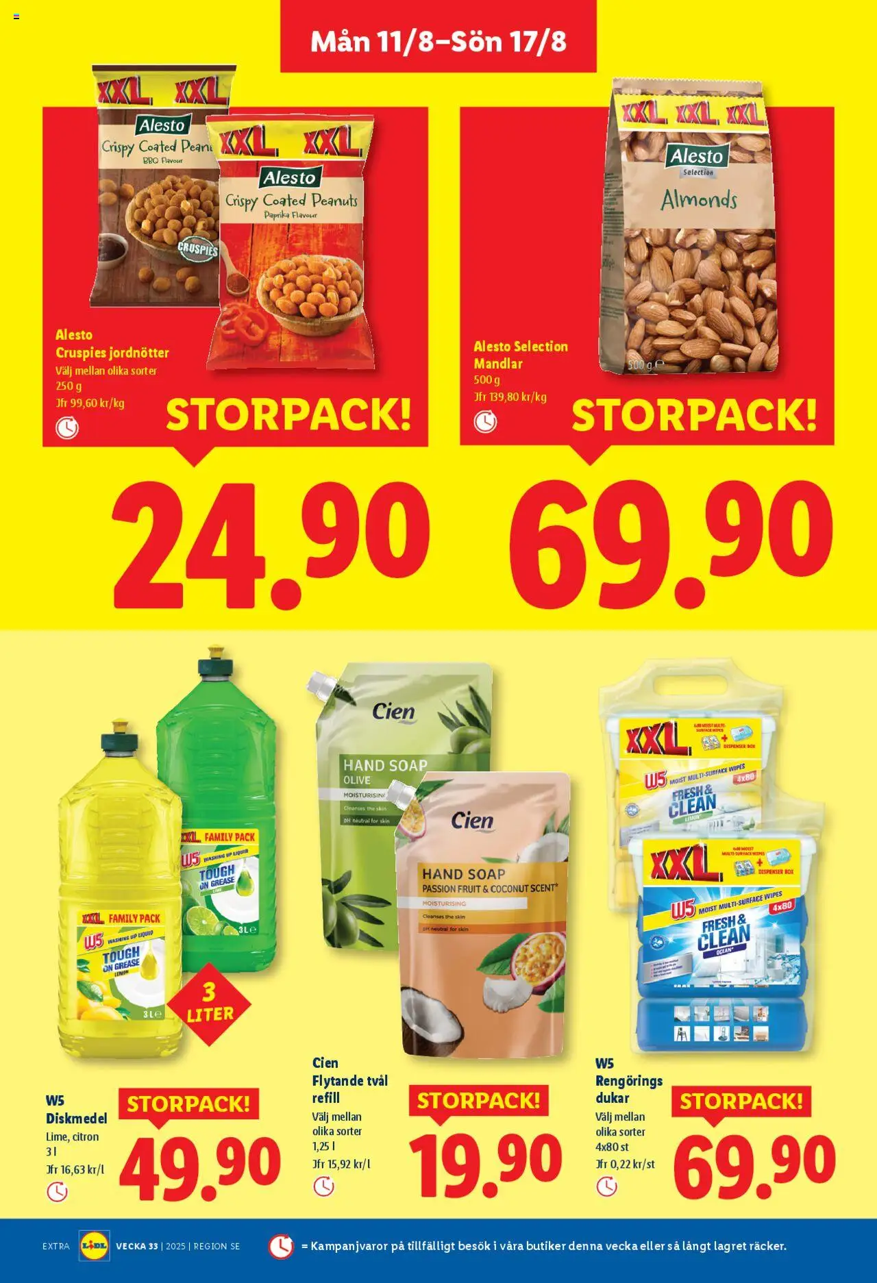 Lidl reklamblad aktuell från 11.08.2025 | Sida: 14 | Produkter: Tvål, Diskmedel, Jordnötter, Citron