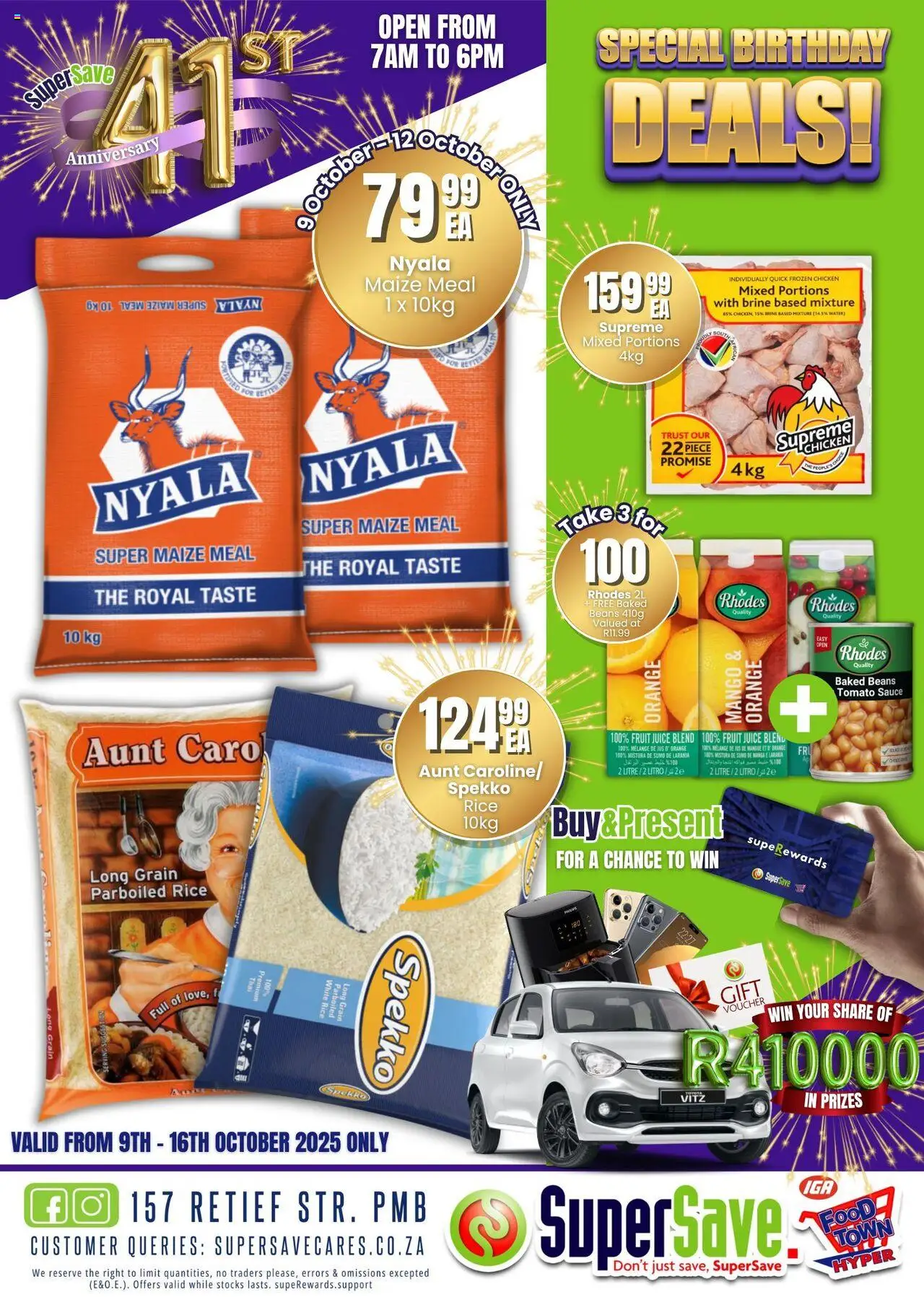 New Super Save catalogue – valid from 09.10.2025 | Page: 1 | Products: Beans, Maize meal, Rice, Mango