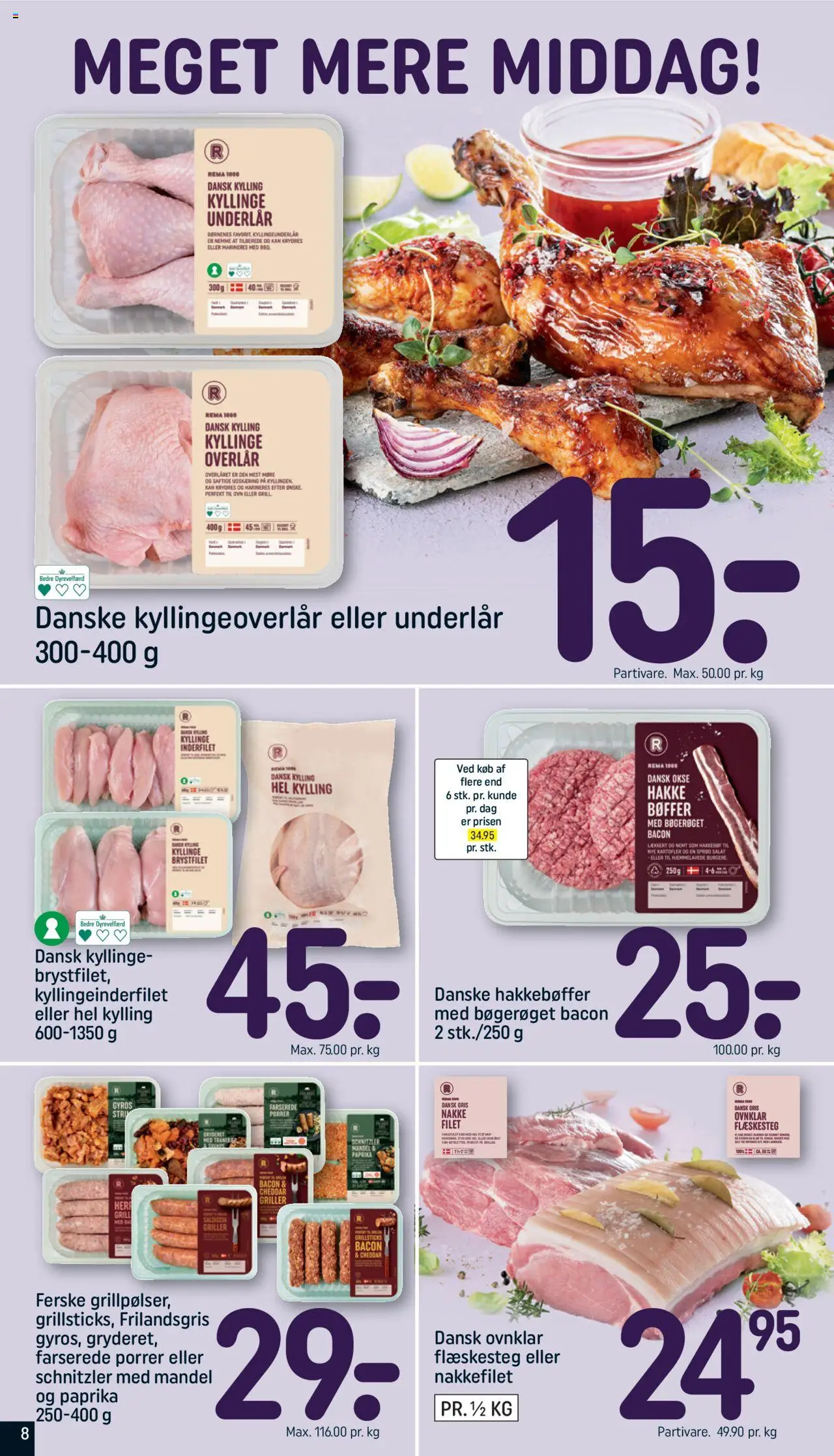 Rema 1000 Tilbudsavis gyldig fra 24.08.2025 | Side: 8 | Produkter: Bøffer, Schnitzler, Flæskesteg, Paprika