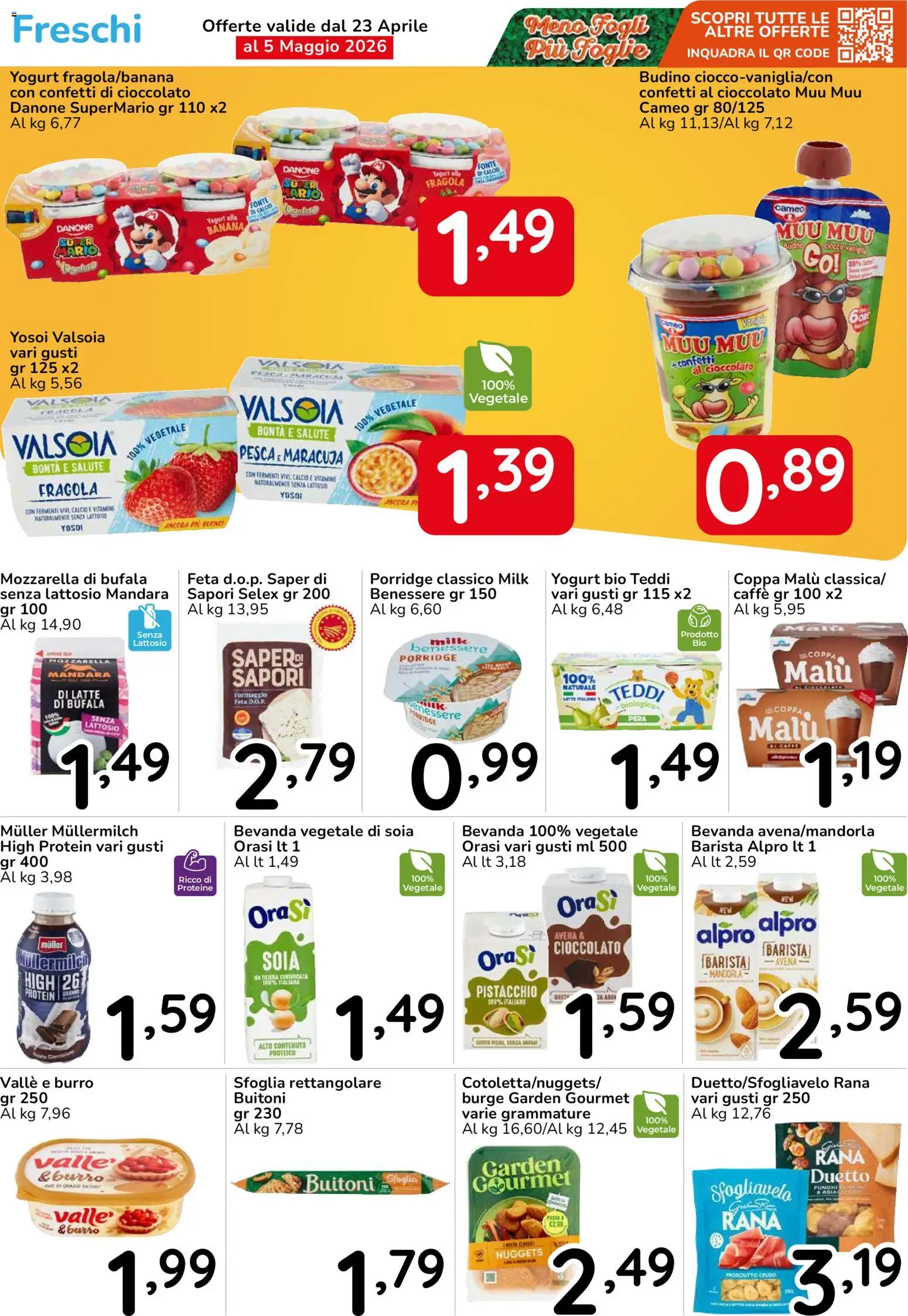 Volantino Famila del 23.04.2026 | Pagina: 20 | Prodotti: Mozzarella, Burro, Funghi, Budino