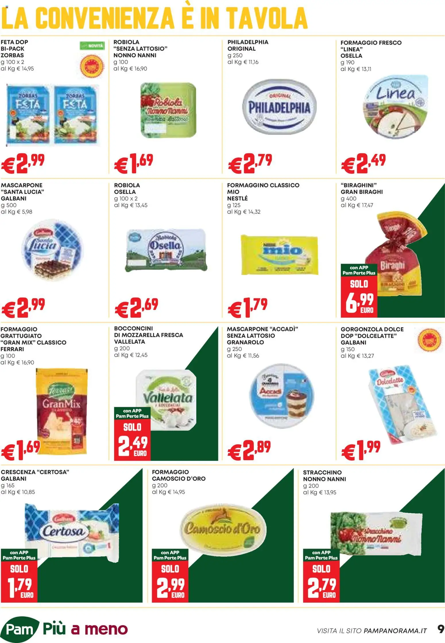 Volantino PAM del 26.03.2026 | Pagina: 9 | Prodotti: Mozzarella, Stracchino, Gorgonzola, Robiola