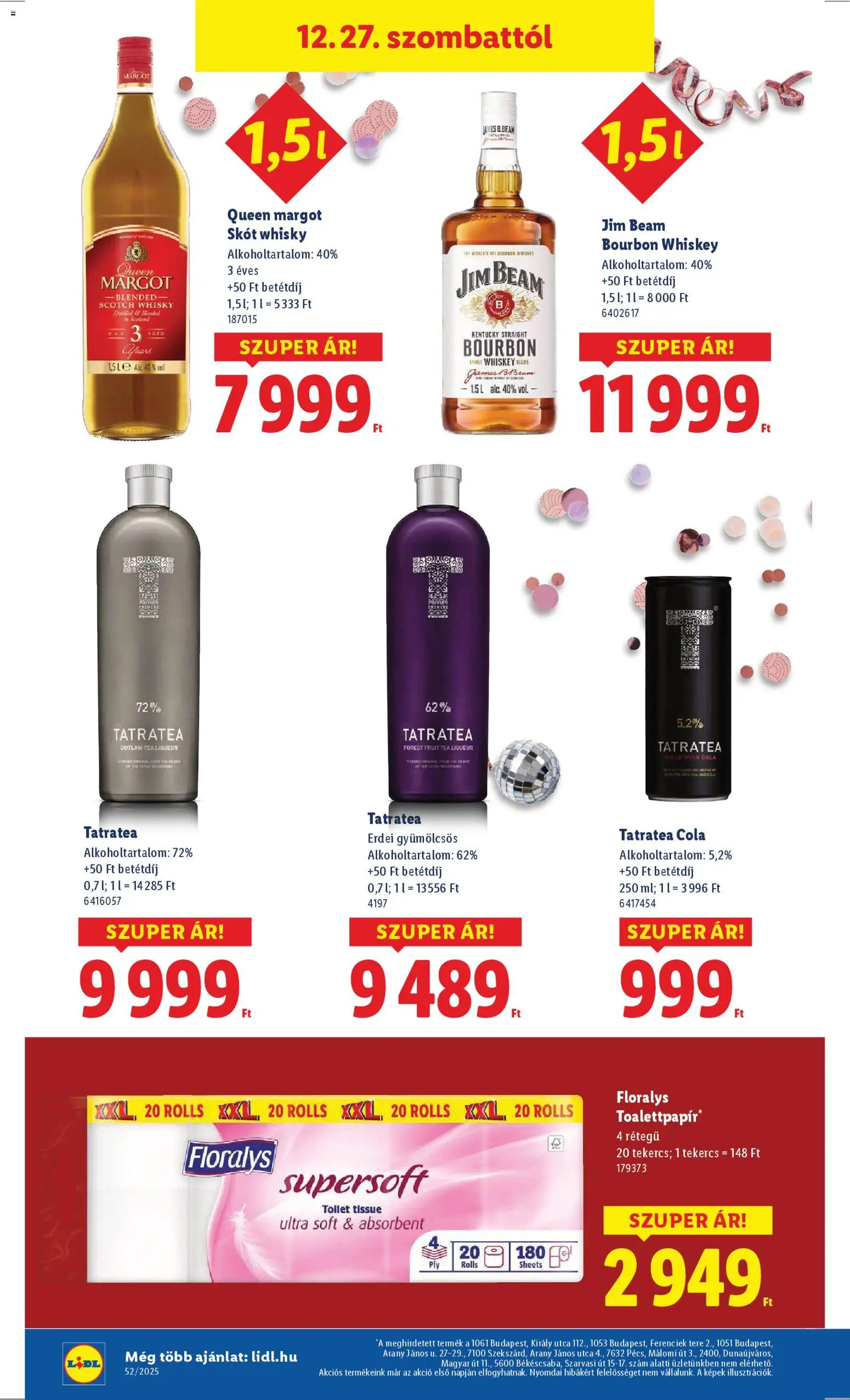 Lidl akciós ujság - amely érvényes a következő dátumtól: 27.12.2025 | Oldal: 20 | Termékek: Whiskey, Cola, Tea, Whisky