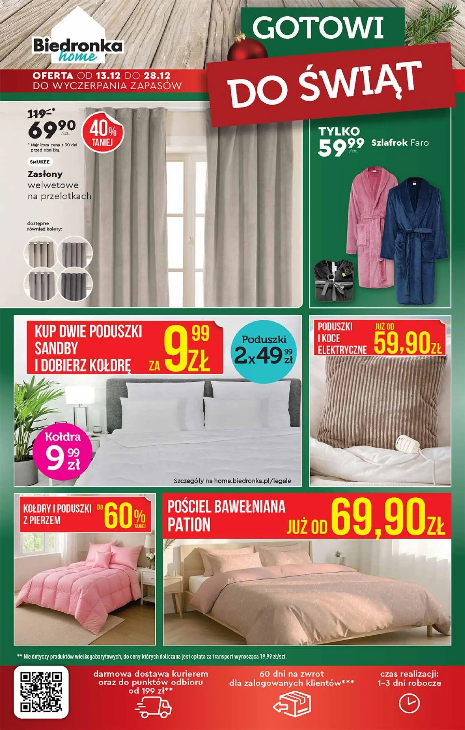 Biedronka gazetka - Hity i inspiracje od 13.12.2025 | Strona: 54 | Produkty: Szlafrok, Koce, Pościel bawełniana, Kołdra