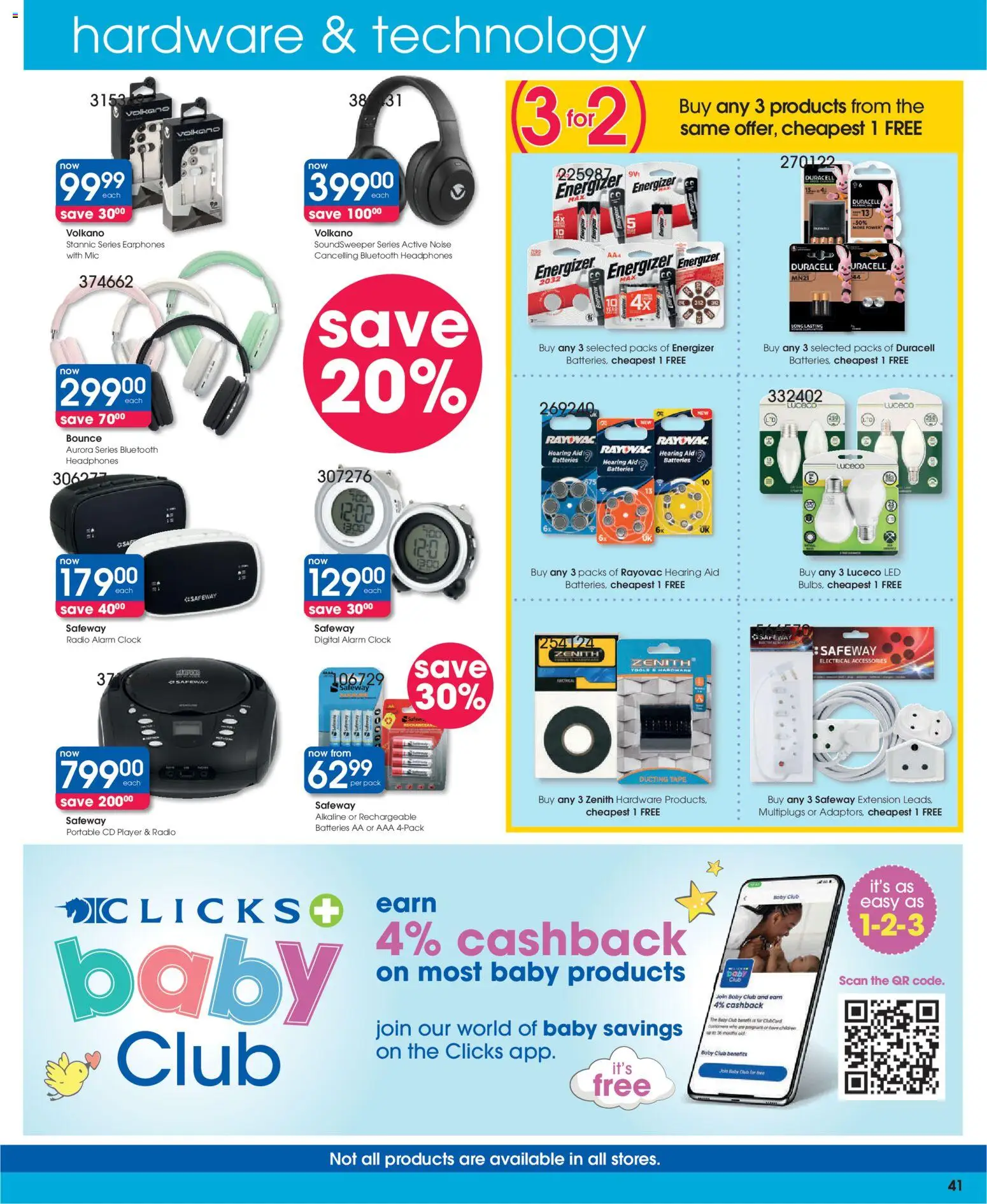 New Clicks catalogue – valid from 09.12.2025 | Page: 41 | Products: Earphones, Player, Cd player, Clock