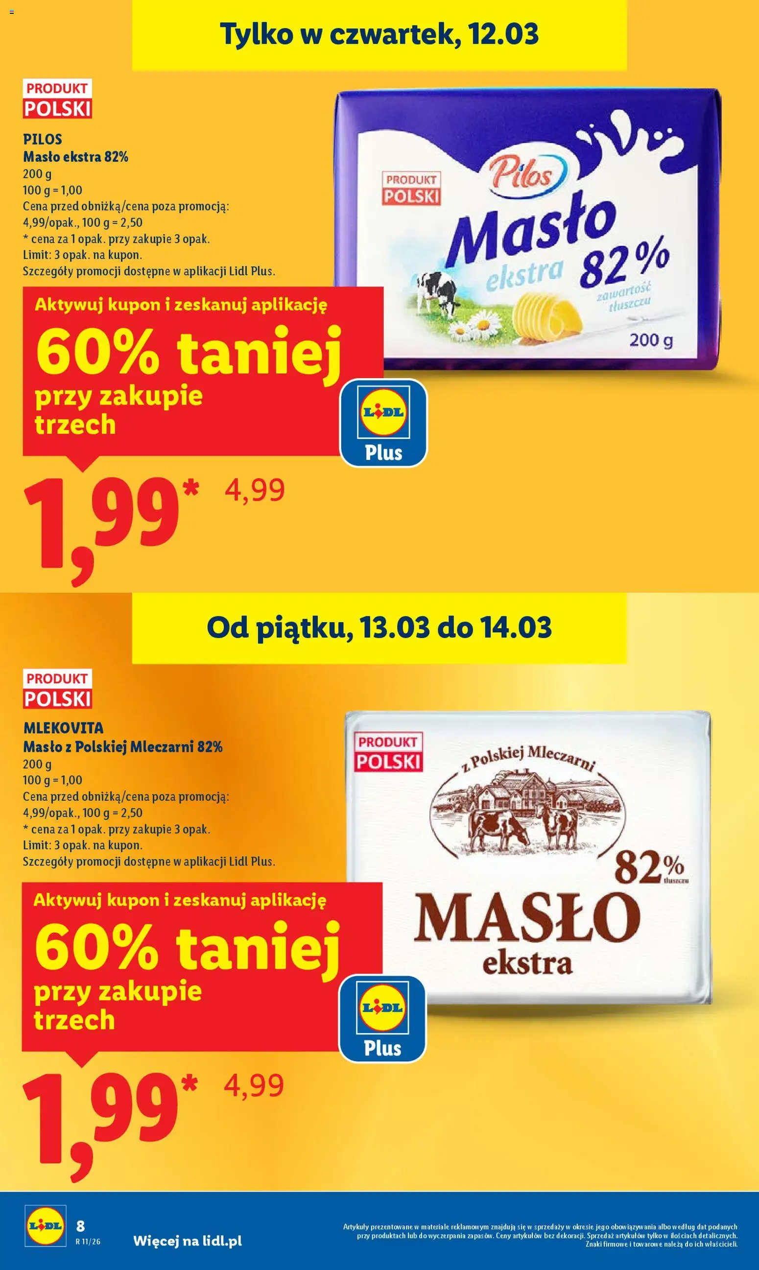 Lidl Polsko leták od 12.03.2026 | Strana: 8 | Produkty: Máslo