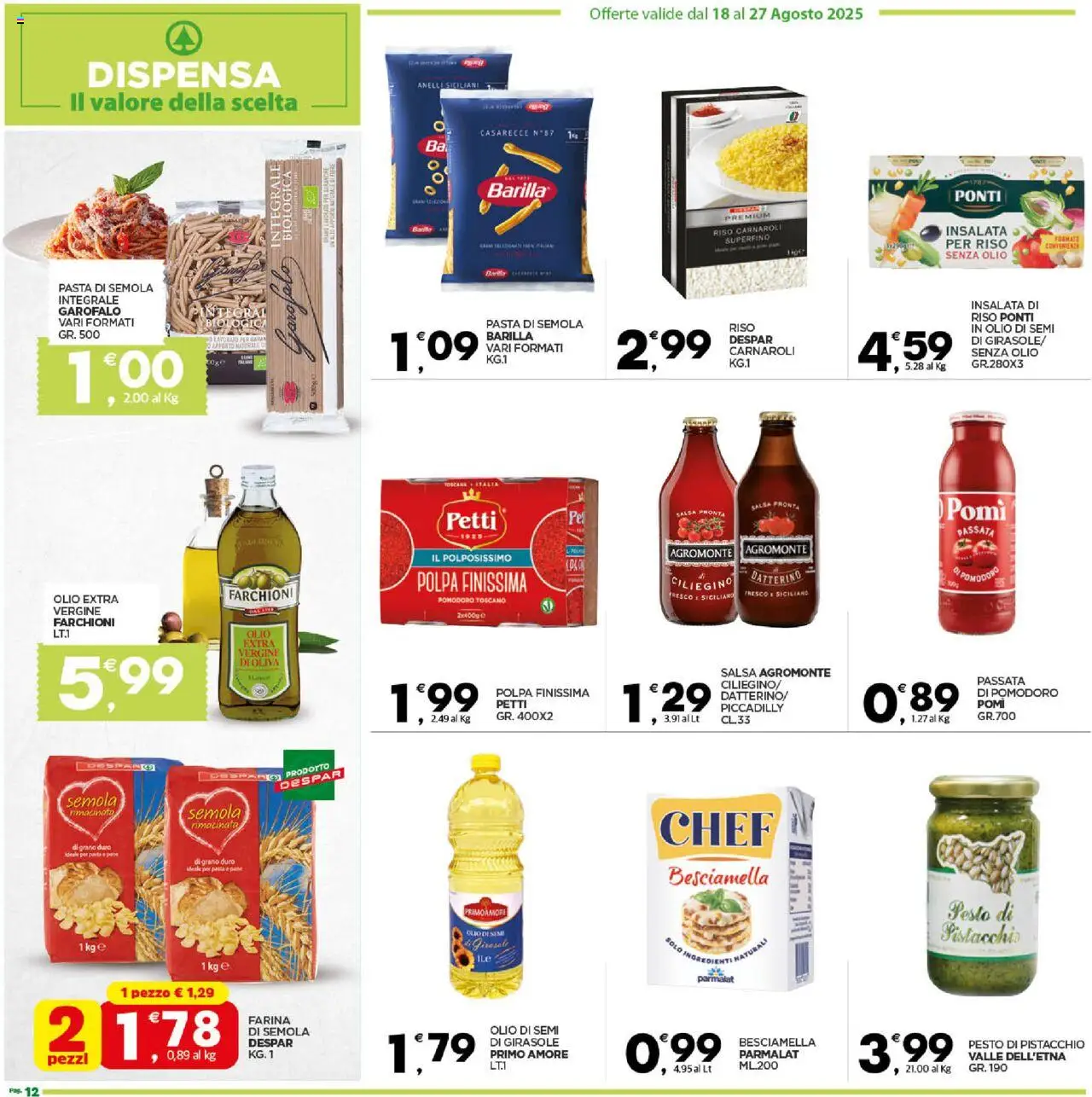Volantino Despar del 24.08.2025 | Pagina: 13 | Prodotti: Riso, Pomodoro, Olio, Pasta