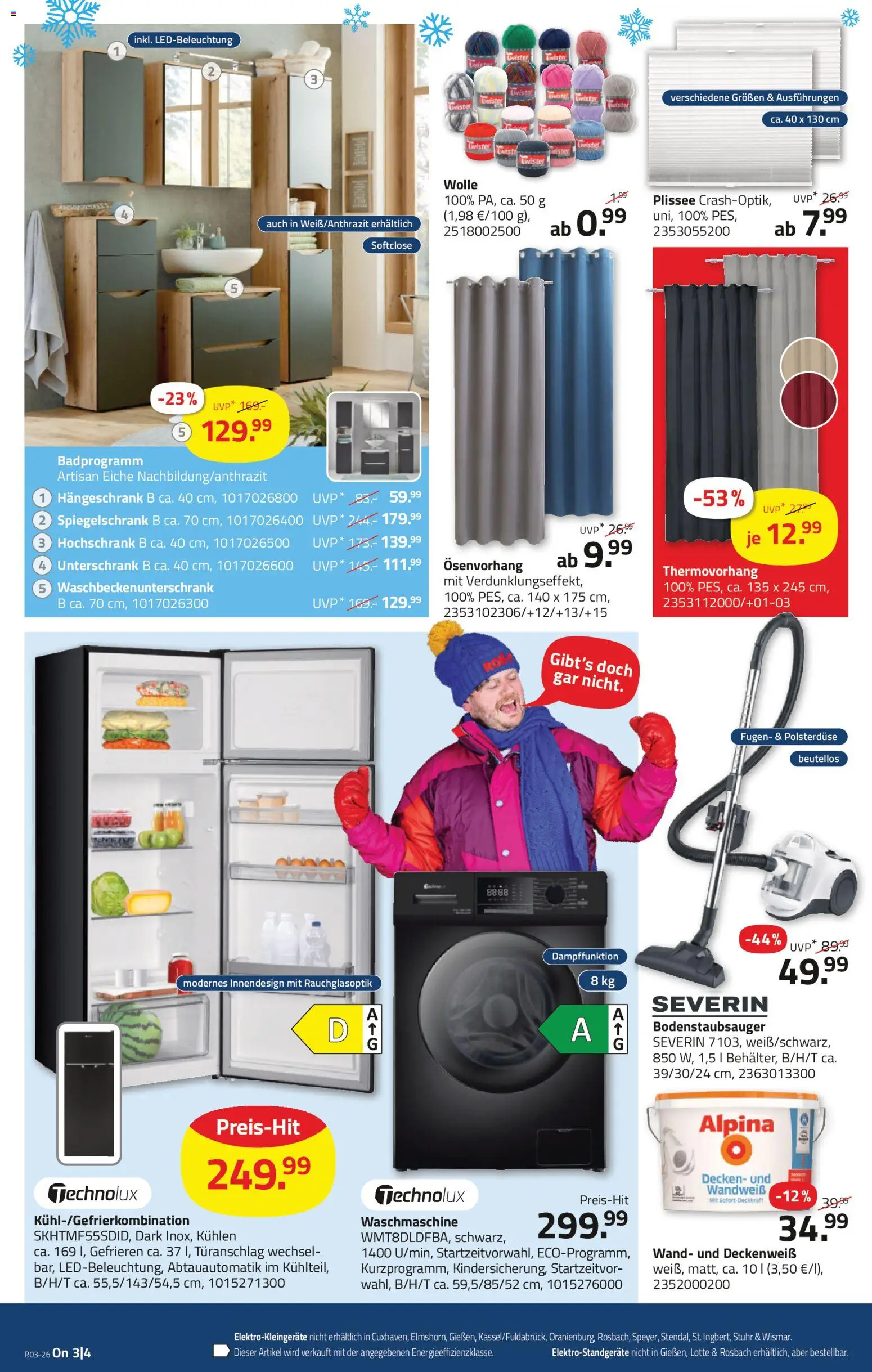 Roller Prospekt 	 – gültig ab 11.01.2026 | Seite: 4 | Produkte: Waschmaschine, Spiegelschrank, Hängeschrank, Hochschrank