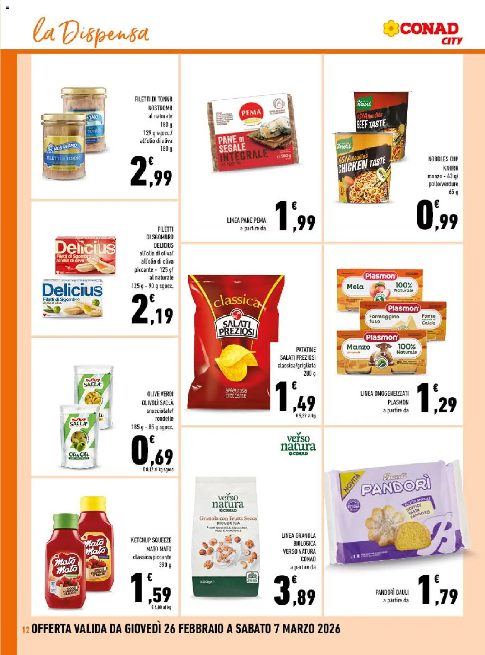 Volantino Conad del 26.02.2026 | Pagina: 12 | Prodotti: Frutta, Olive, Tonno, Sgombro