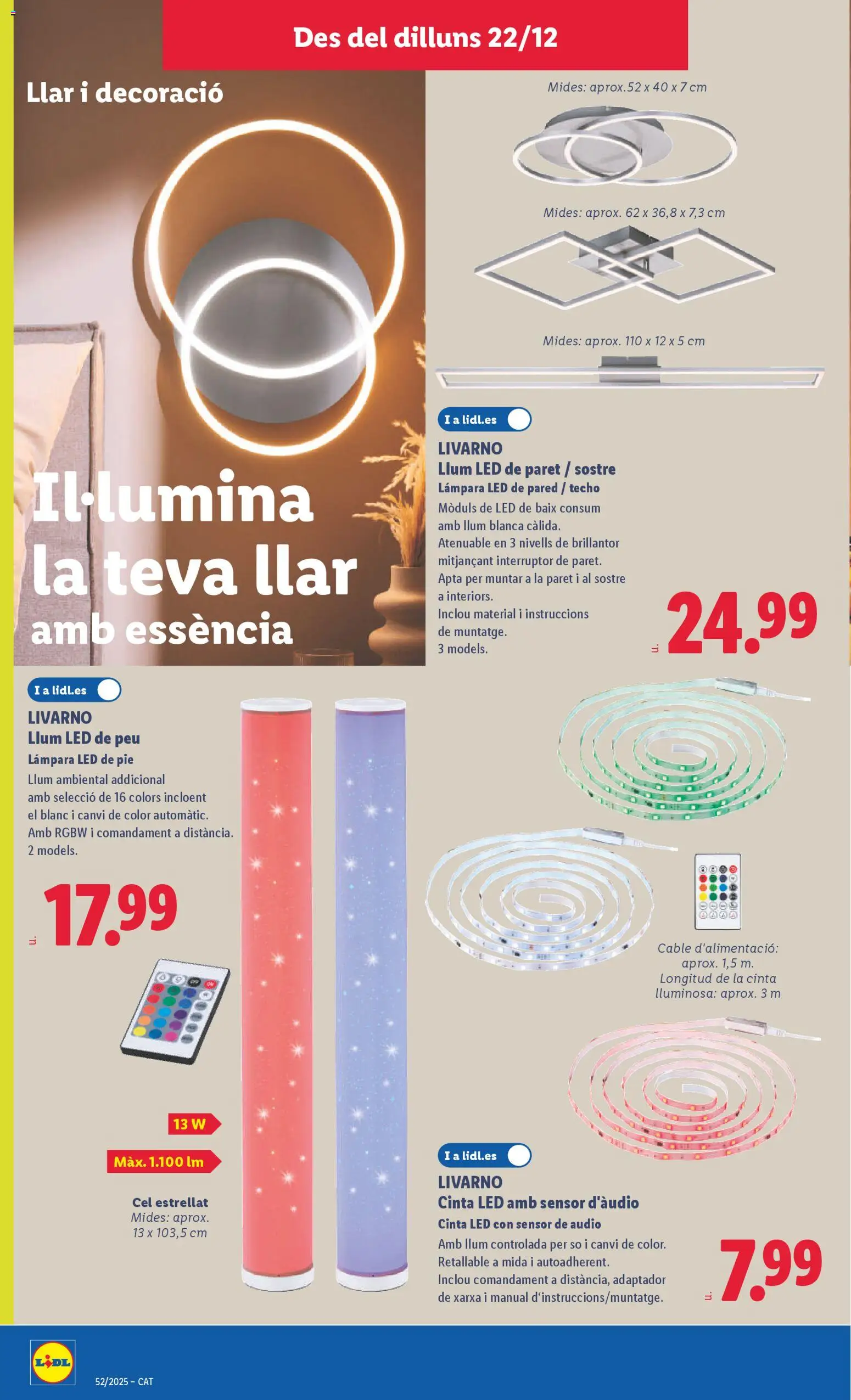 Lidl folleto de bazar │ válido desde el 22.12.2025 | Página: 22 | Productos: Audio, Cable, Adaptador, Lámpara
