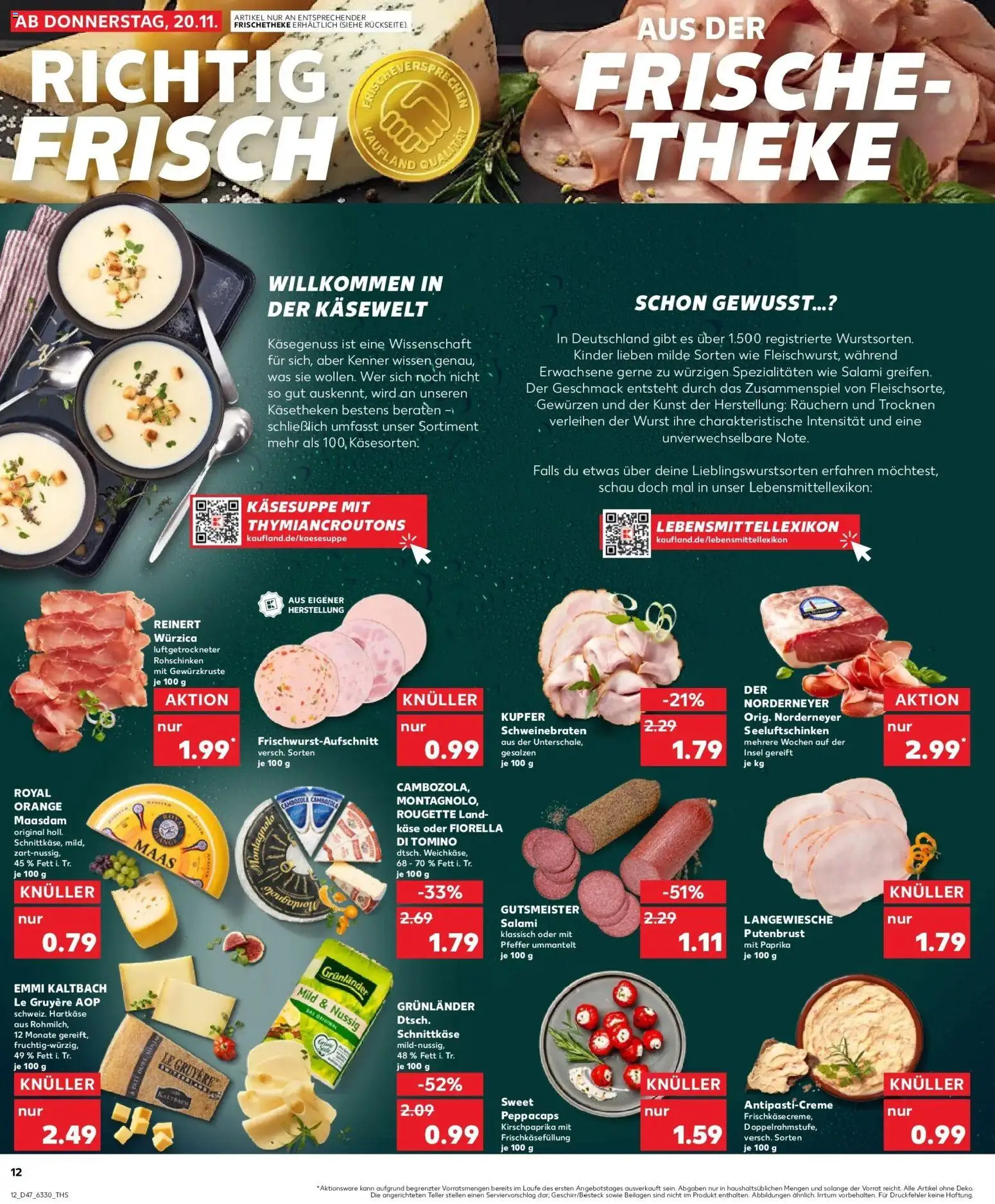 Kaufland prospekt Verden (Aller)	 – gültig ab 20.11.2025 | Seite: 12 | Produkte: Käse, Paprika, Grunlander, Salami