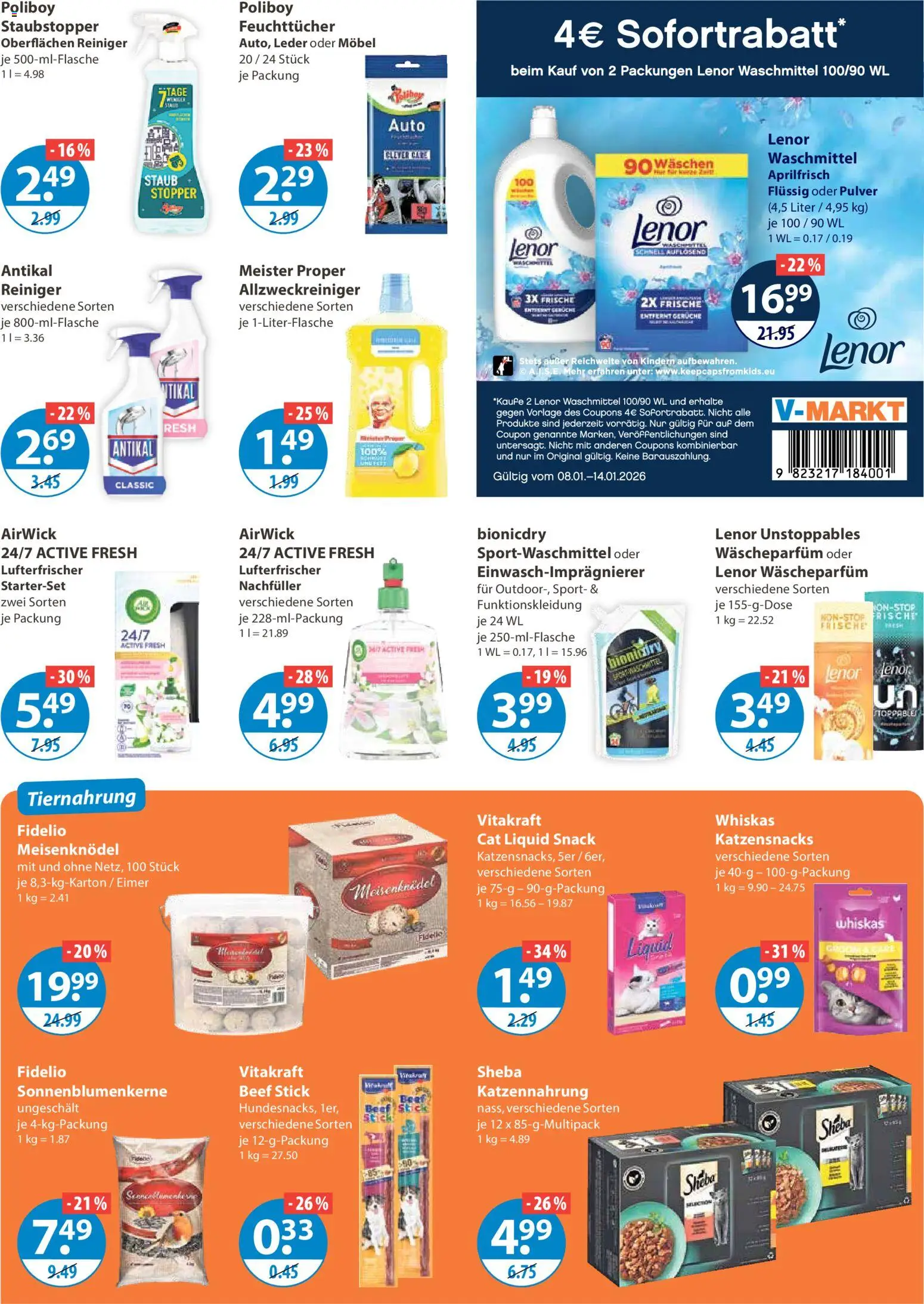 V-Markt - Schwaben / Oberbayern – gültig ab 08.01.2026 | Seite: 13 | Produkte: Lenor, Sheba, Waschmittel, Whiskas