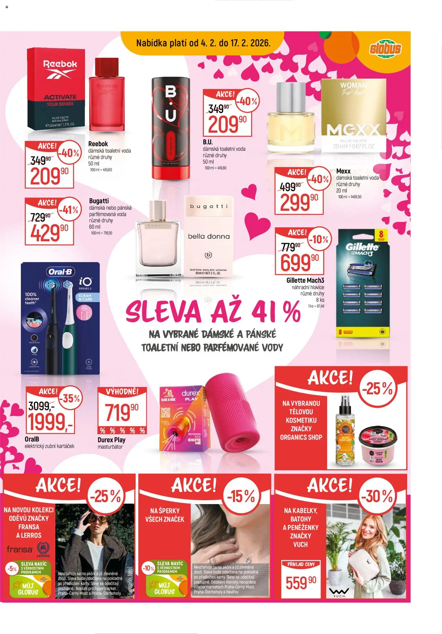 Globus leták - Brno od 04.02.2026 | Strana: 15 | Produkty: Voda, Bugatti, Elektrický zubní kartáček, Durex