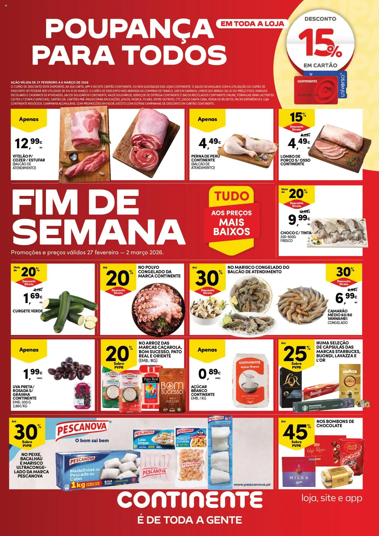 Continente Semanal Continente Bom Dia │ válido de 27.02.2026 | Página: 1 | Produtos: Jogos, Tinta, Chocolate, Açúcar