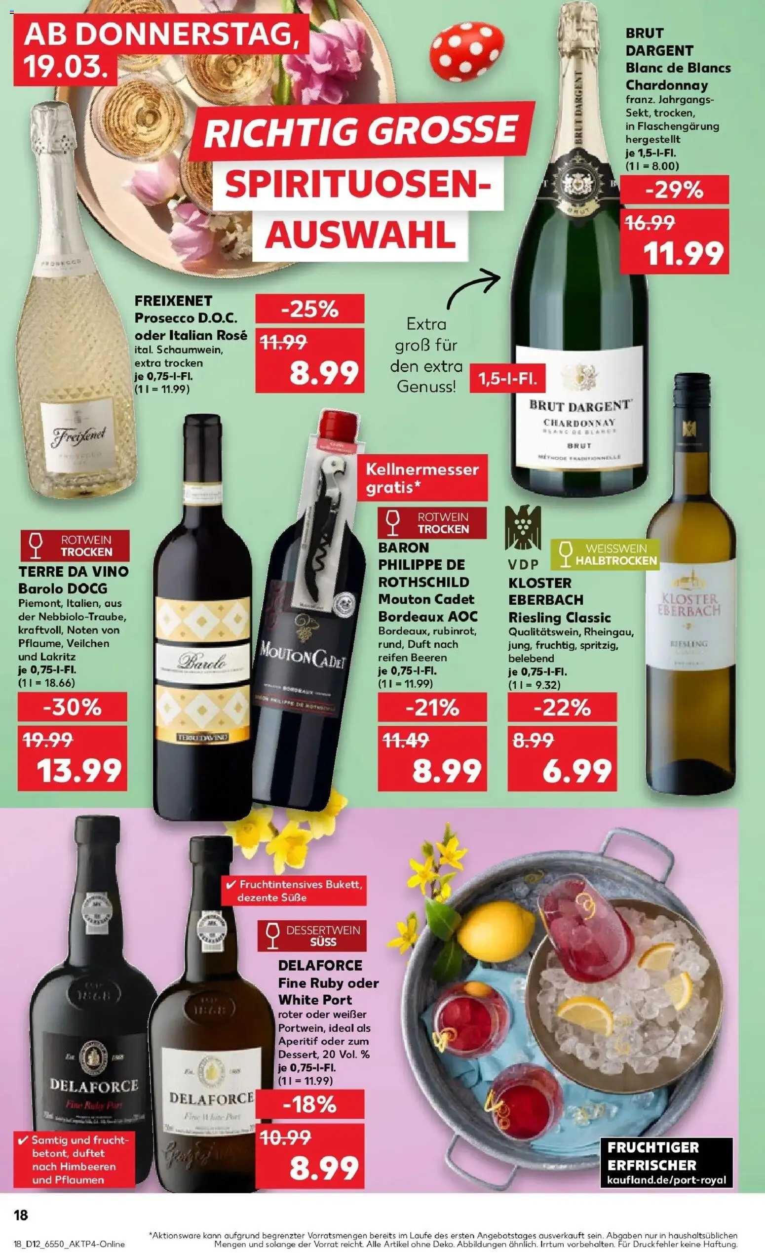 Kaufland Prospekt Stade	 – gültig ab 19.03.2026 | Seite: 18 | Produkte: Himbeeren, Weißwein, Rotwein trocken, Prosecco
