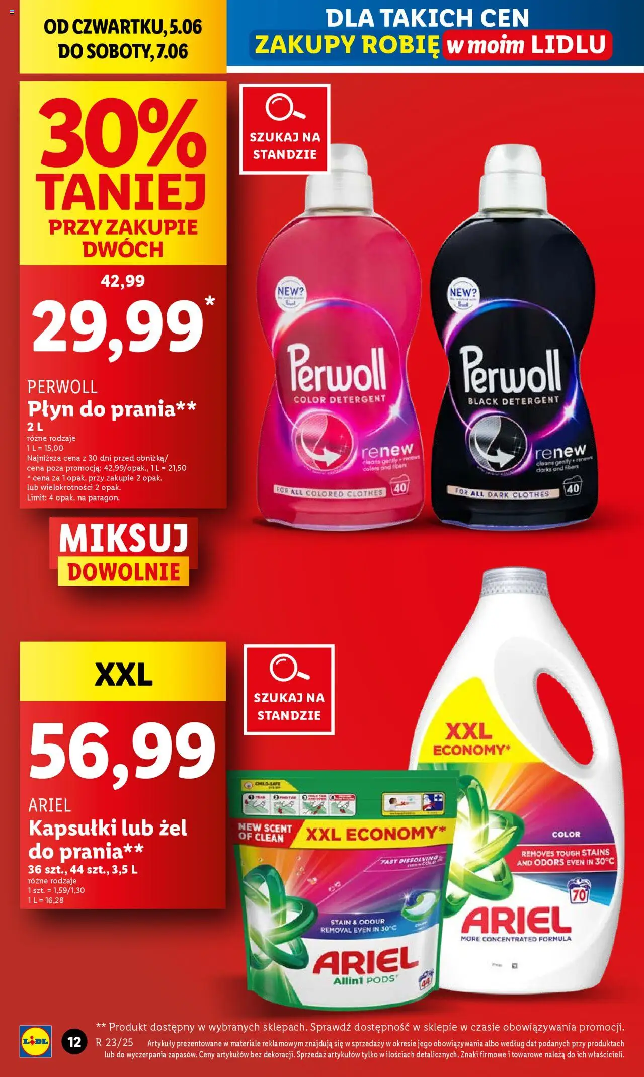 Lidl Gazetka od 05.06.2025 | Strona: 12 | Produkty: Ariel kapsułki, Ariel, Detergent