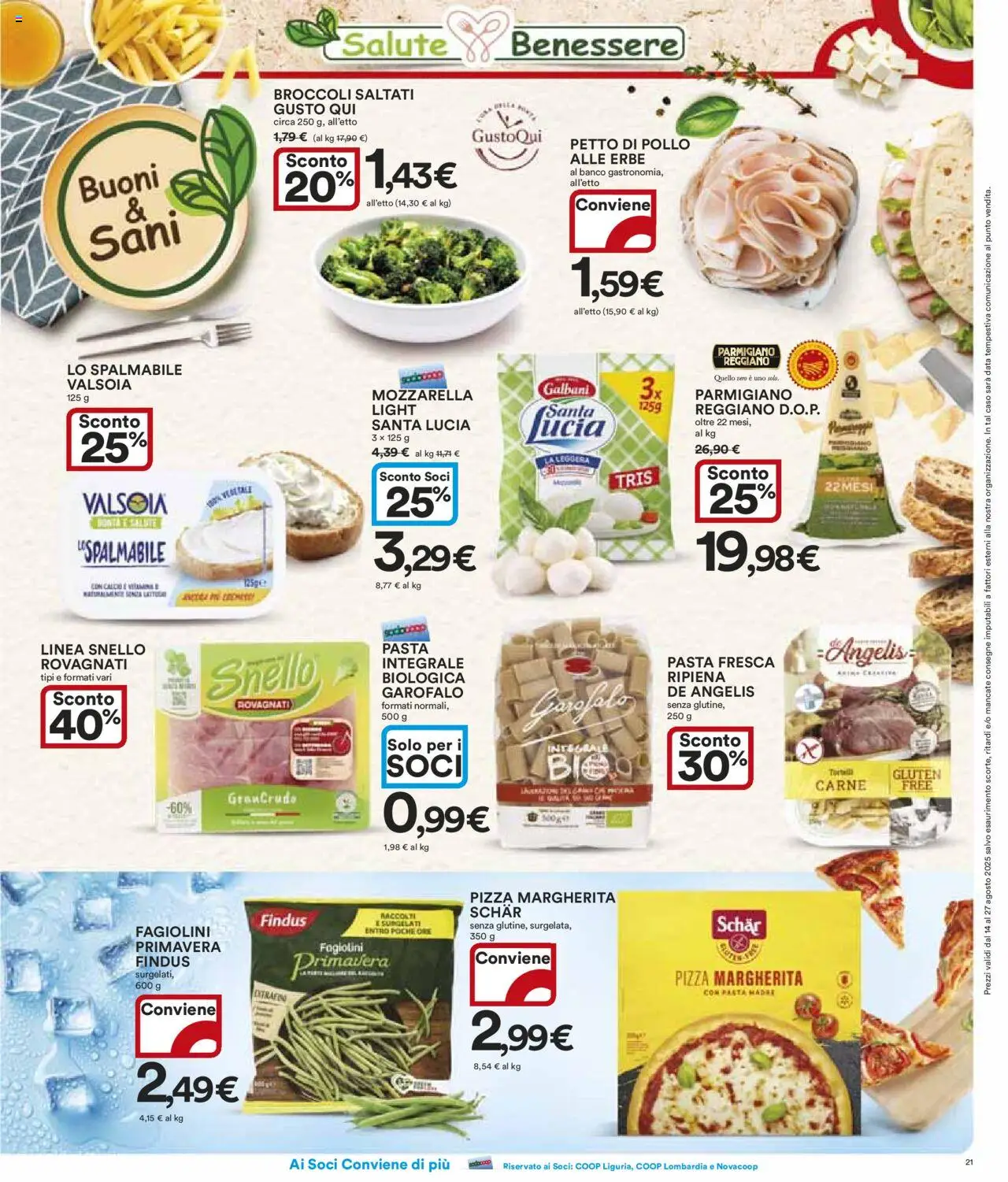 Volantino Ipercoop del 14.08.2025 | Pagina: 21 | Prodotti: Petto di Pollo, Pasta, Broccoli, Fagiolini