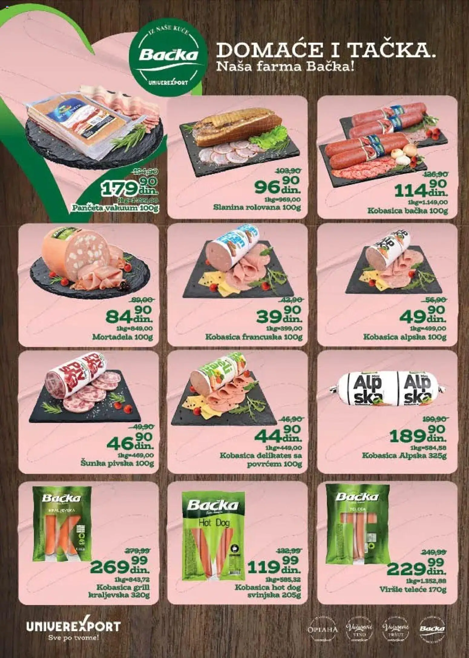 Univerexport katalog - važi od 10.11.2025 | Strana: 27 | Proizvode: Panceta, Mortadela, Hot dog, Šunka