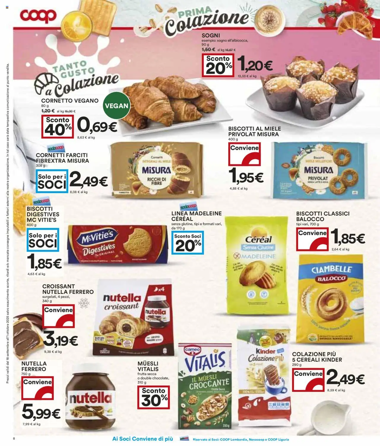 Volantino COOP del 18.09.2025 | Pagina: 8 | Prodotti: Cereali, Frutta, Data, Croissant