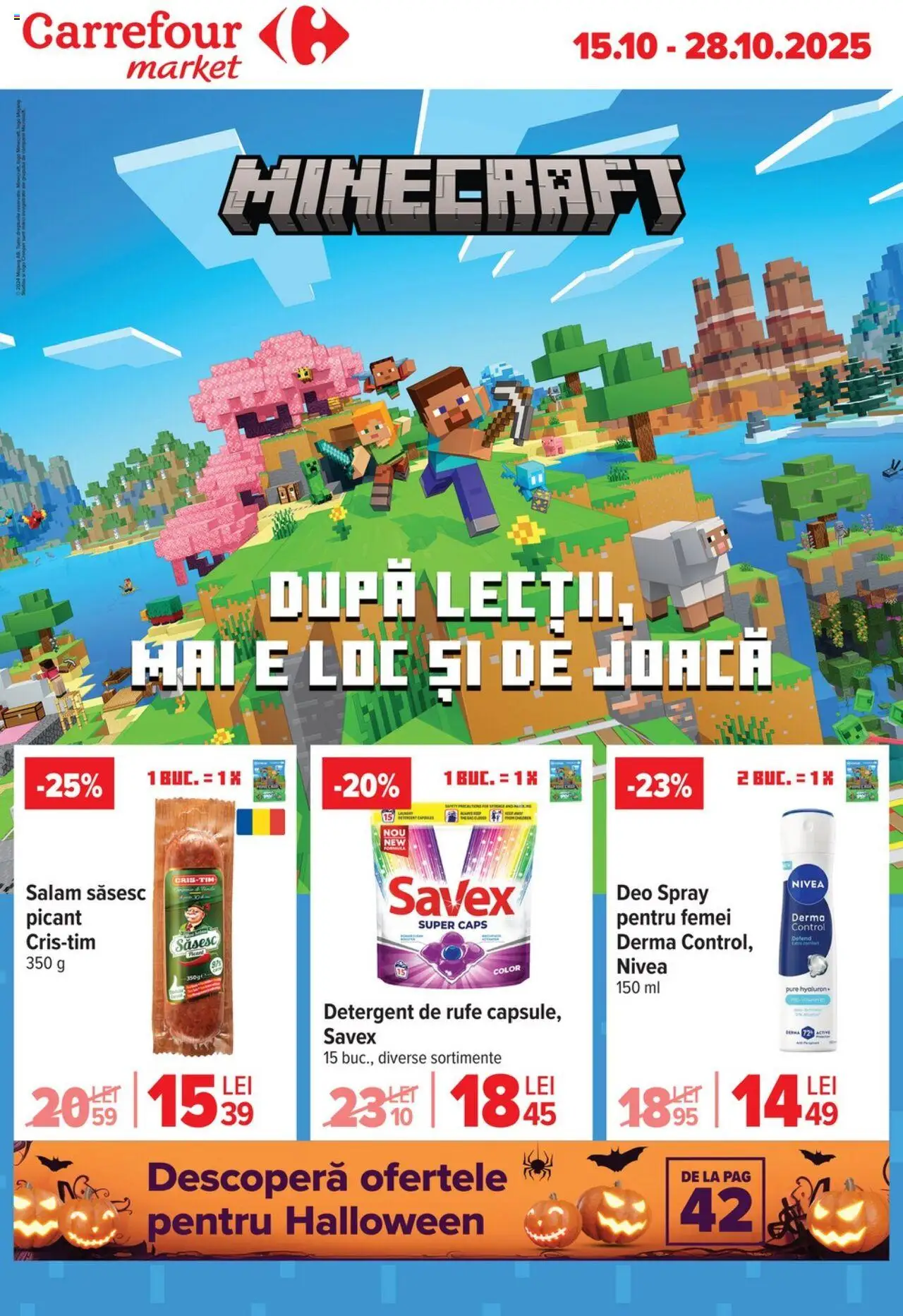 Noul catalog Carrefour – valabil de la 15.10.2025 | Pagină: 1 | Produse: Salam, Detergent