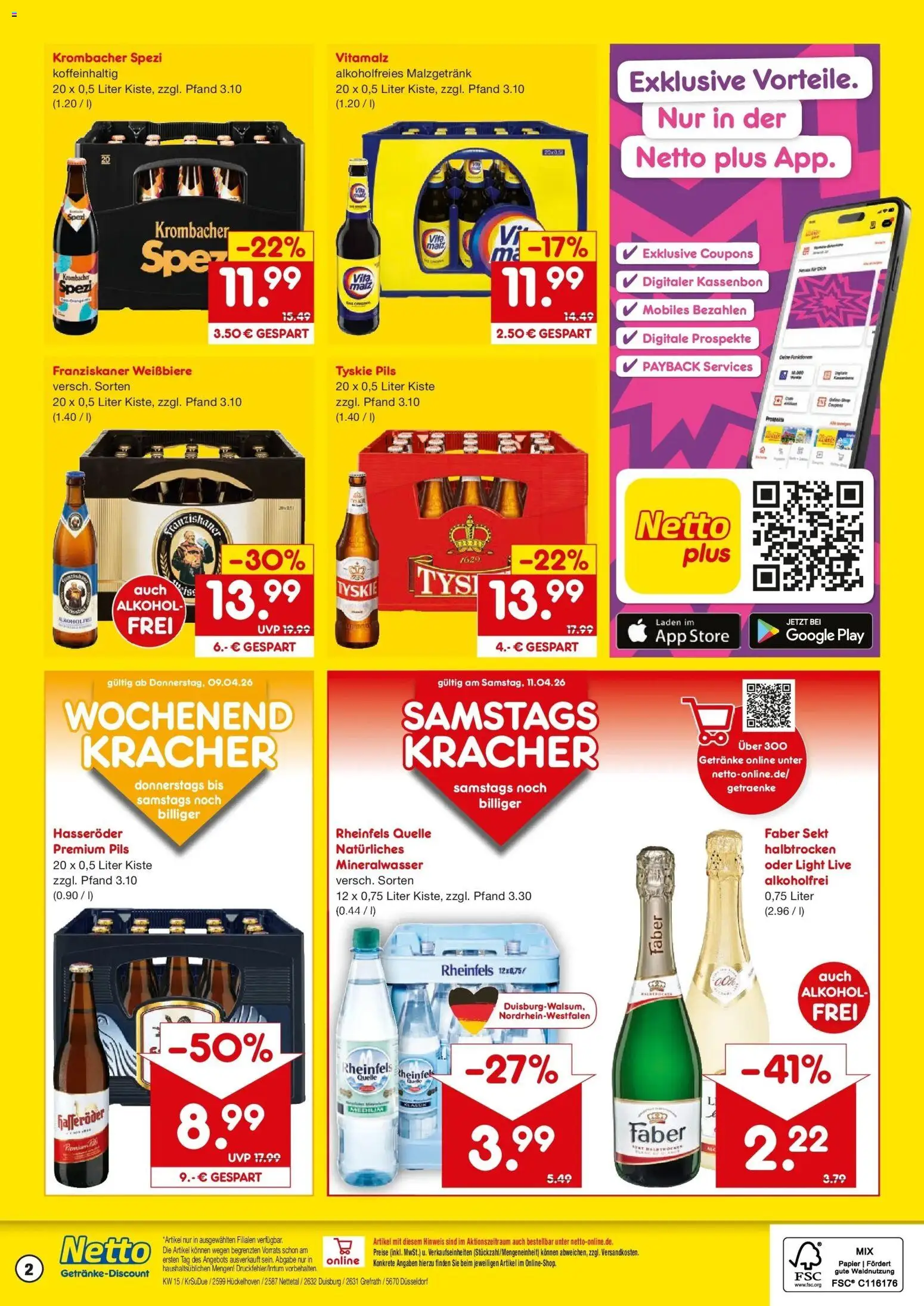 Netto Marken-Discount Prospekt Hückelhoven-Baal	 – gültig ab 07.04.2026 | Seite: 2 | Produkte: Tyskie, Sekt, Mineralwasser, Hasseröder