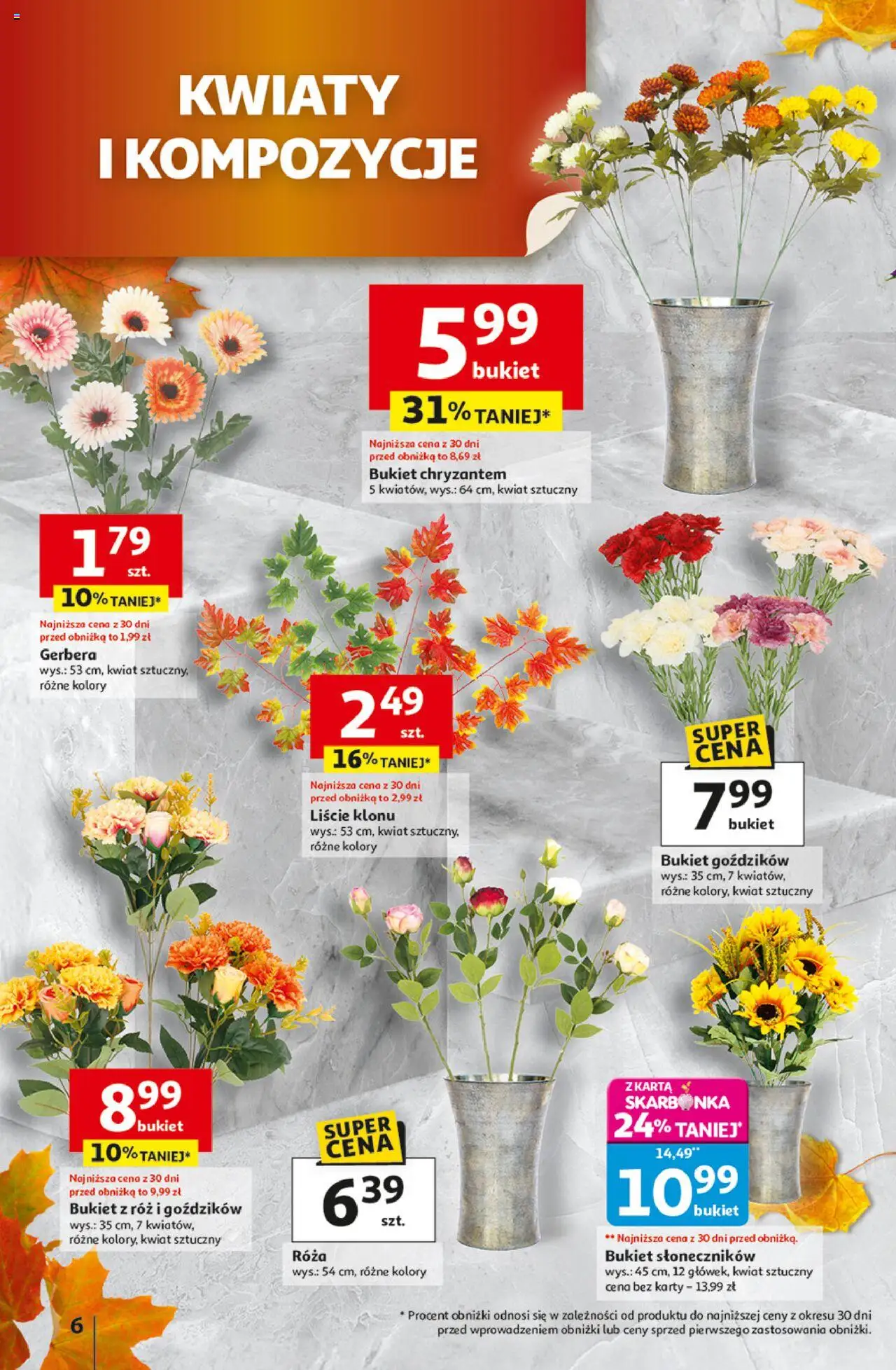 Auchan Gazetka - Wielkie przeboje cenowe Hipermarket od 02.10.2025 | Strona: 6 | Produkty: Karta, Róż, Kwiaty