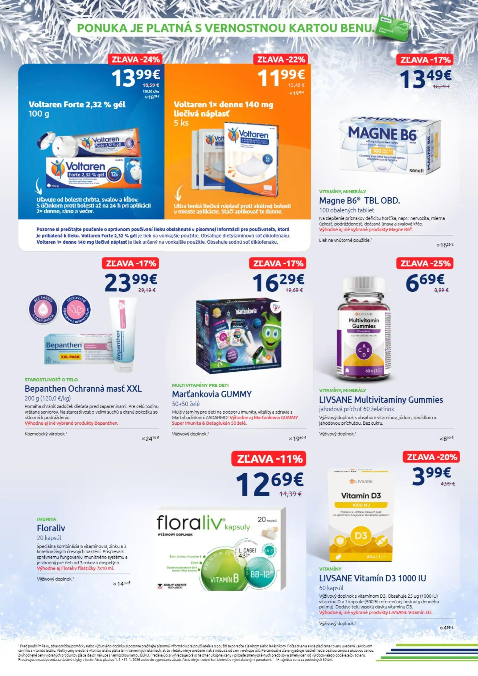 Nové BENU Lekáreň akcie – leták je platný od 01.01.2026 | Strana: 7 | Produkty: Marťankovia, Voltaren