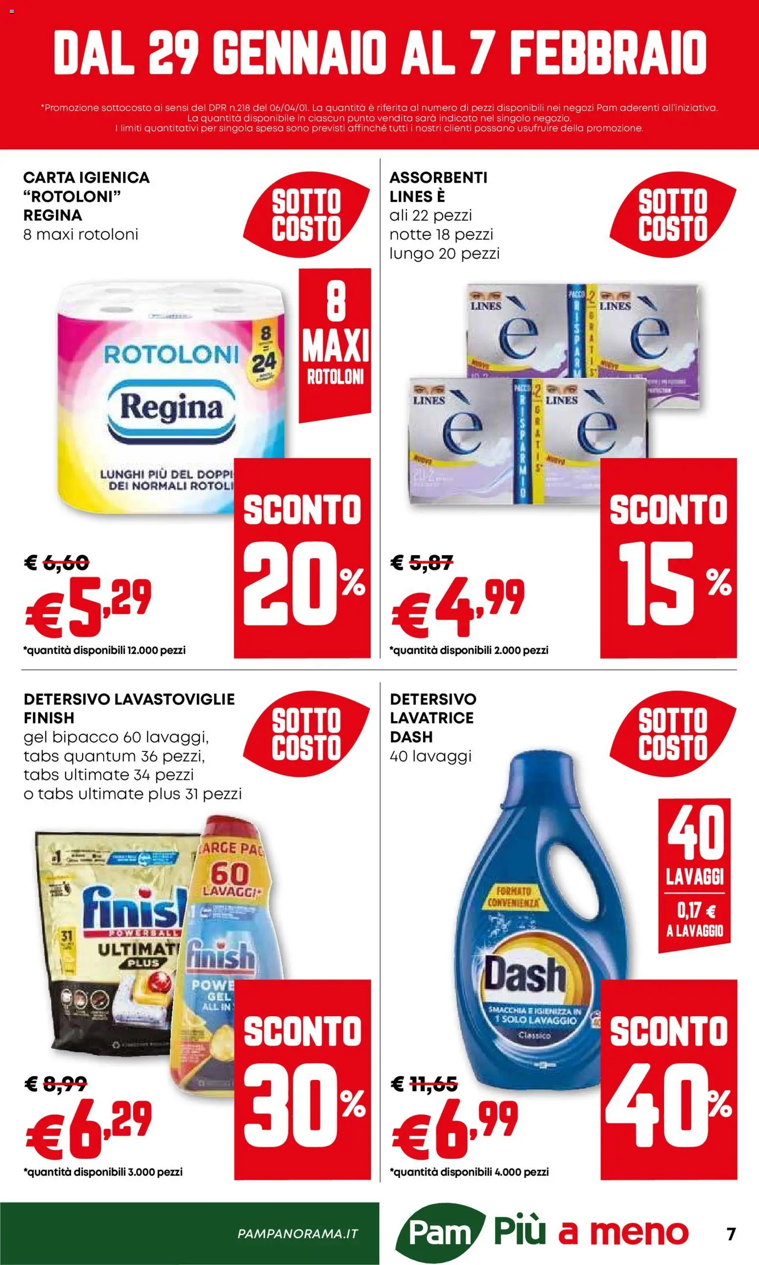 Volantino PAM del 29.01.2026 | Pagina: 7 | Prodotti: Carta igienica, Lavatrice, Lavastoviglie