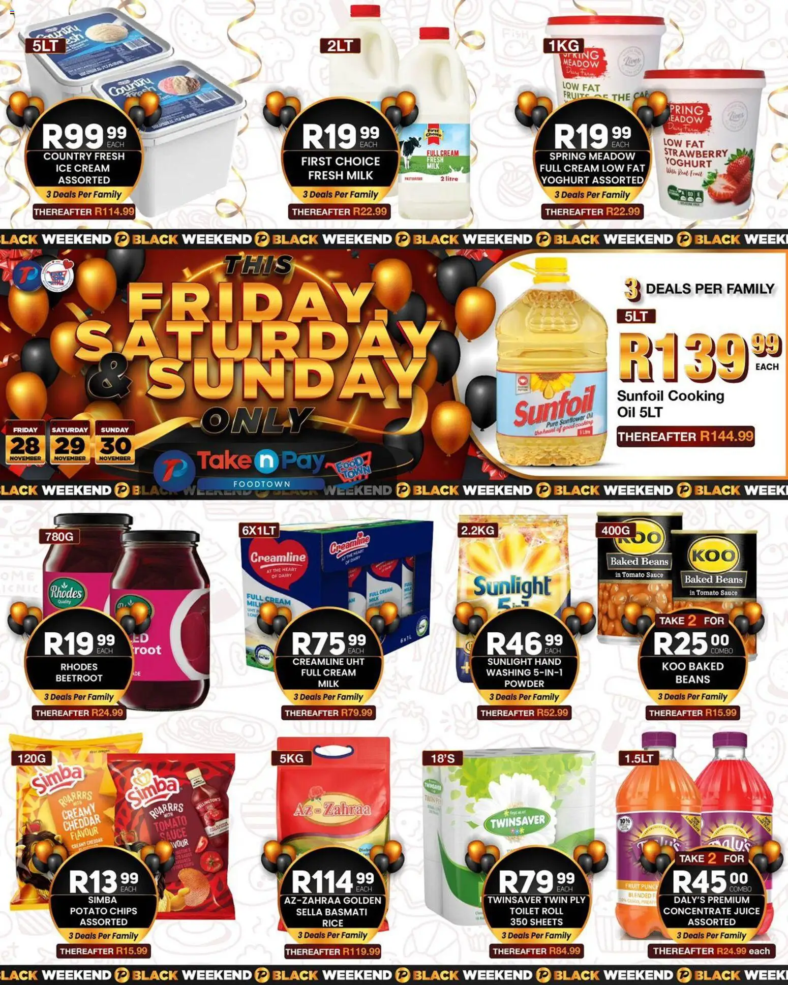 New Take n Pay catalogue – valid from 28.11.2025 | Page: 1 | Products: Toilet, Oil, Chips, Cream