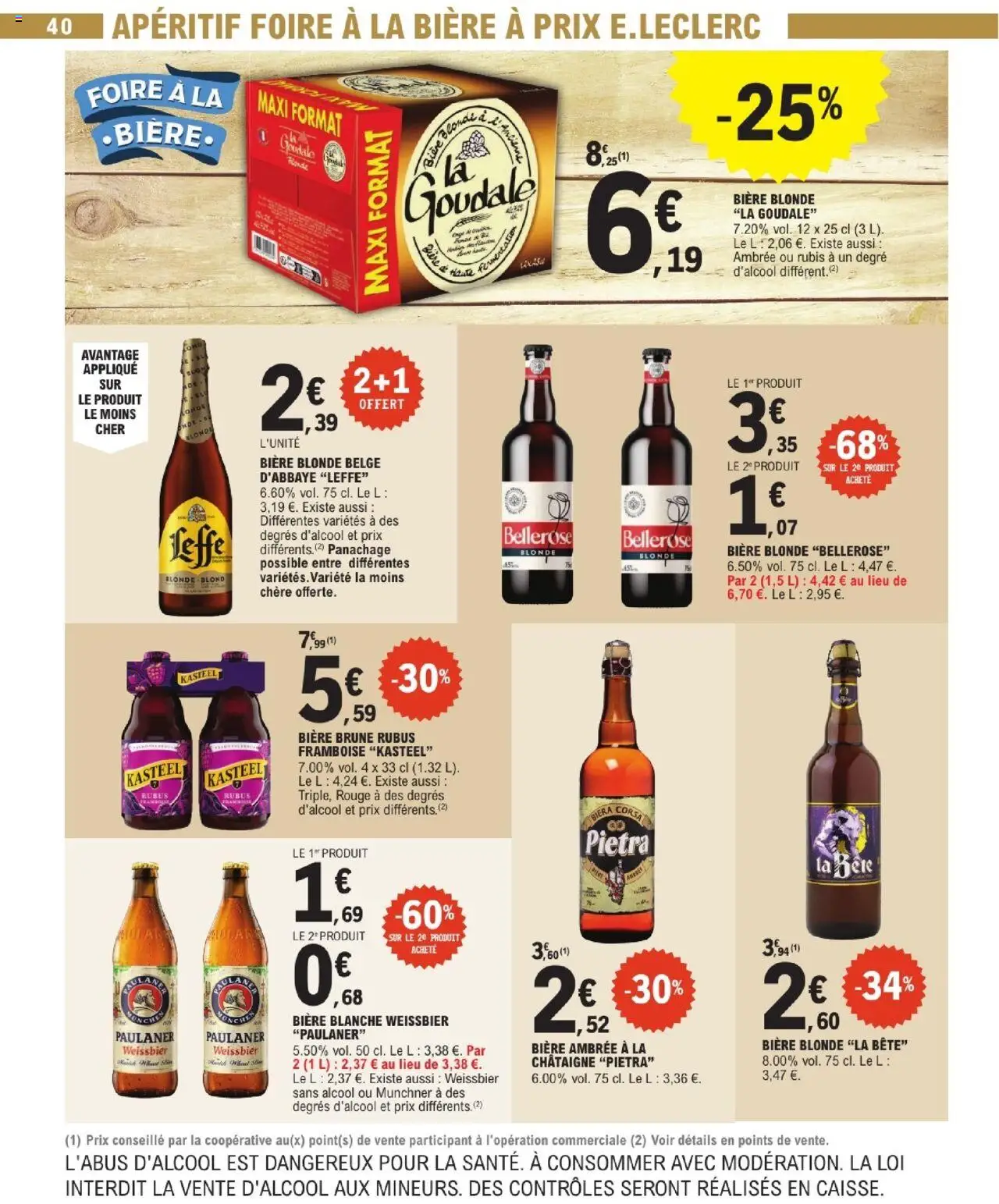  | Page: 40 | Produits: Alcool, Framboise, Biere blonde la goudale, Bière blonde