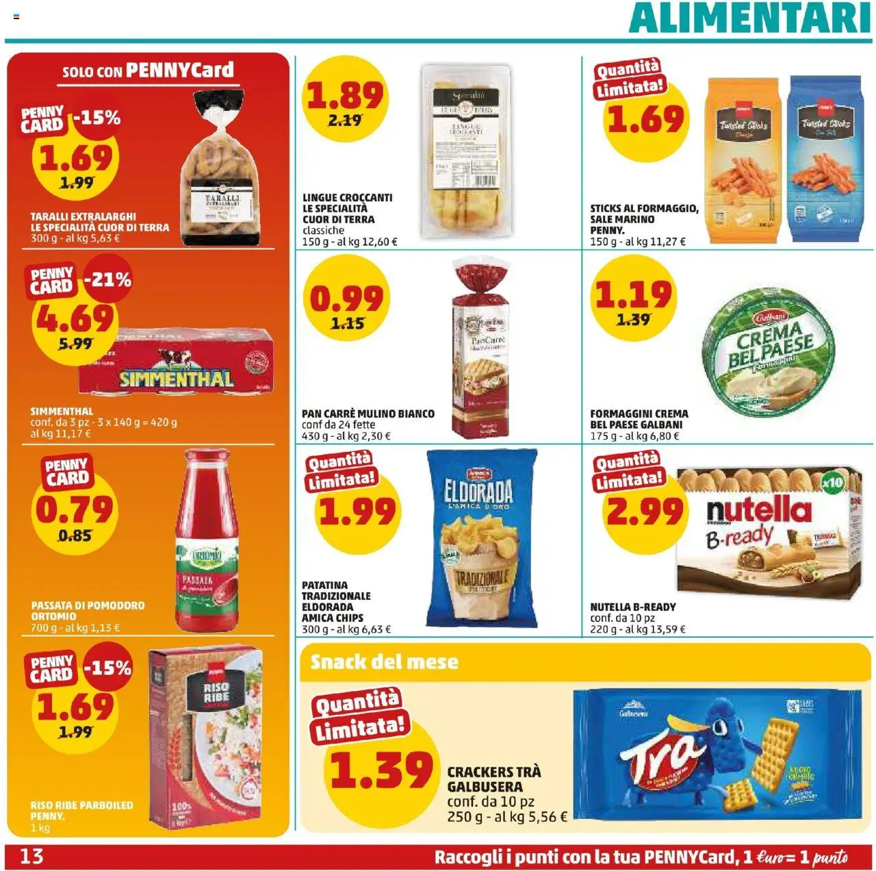 Volantino PENNY del 27.08.2025 | Pagina: 13 | Prodotti: Crackers, Nutella, Passata di pomodoro, Terra