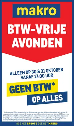 Makro - BTW-vrije avond - Voorbeeld van een folder van Makro, geldig van 30.10.2025